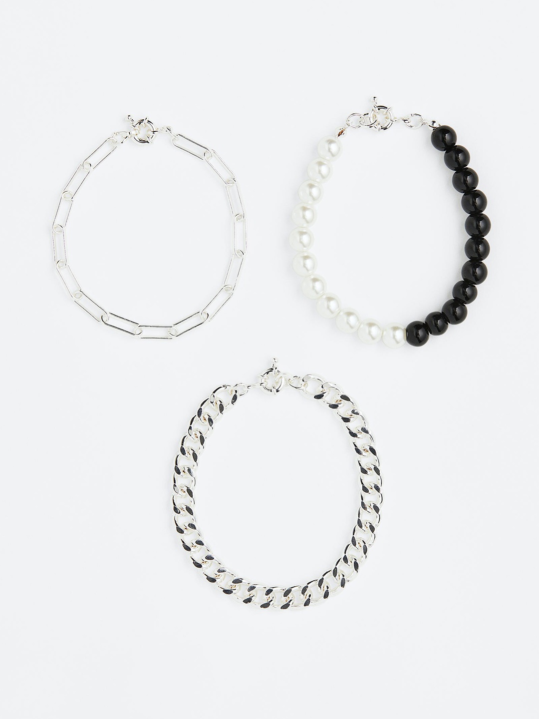 

H&M Men 3-Pack Bracelets, Silver