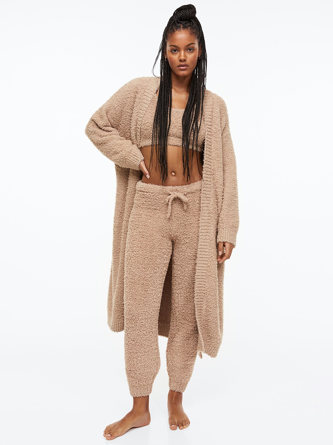 

H&M Women Fluffy Dressing Gown, Beige