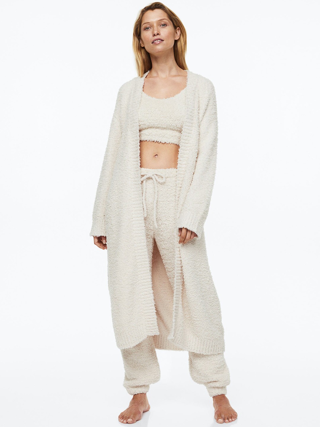 

H&M Women Fluffy Dressing Gown, Beige