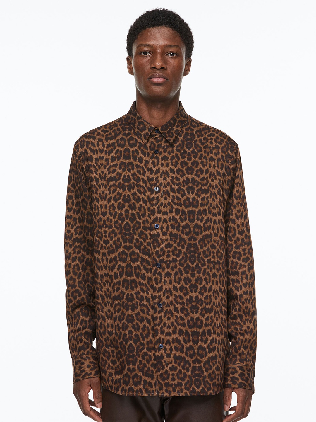 

H&M Men Regular Fit Patterned Shirt, Beige