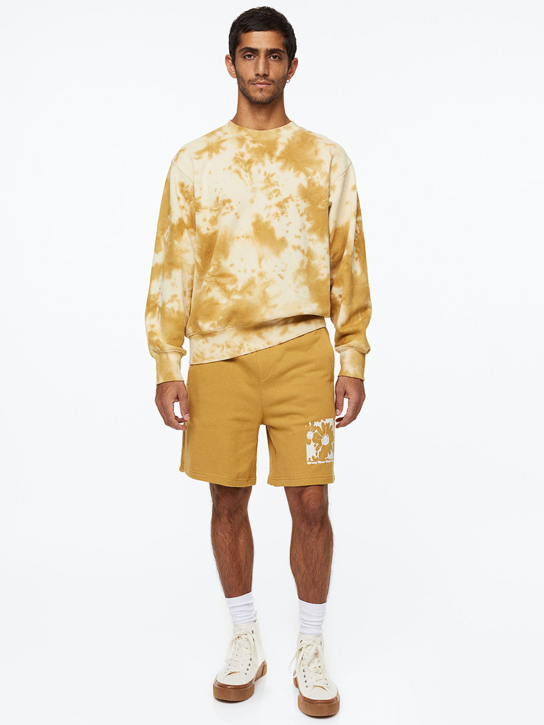 

H&M Men Relaxed Fit Cotton Sweatshorts, Mustard