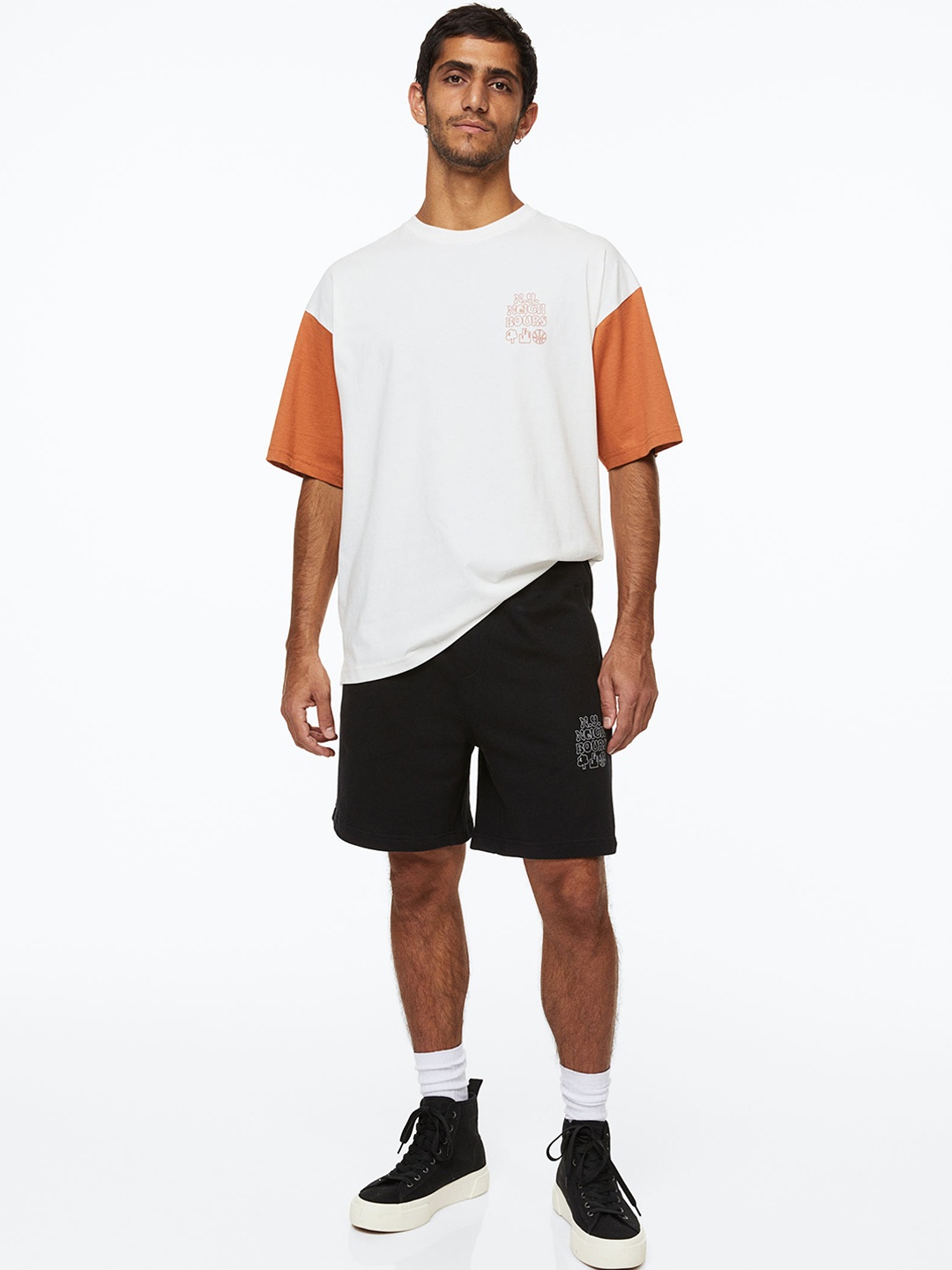 

H&M Men Relaxed Fit Cotton Sweatshorts, Black