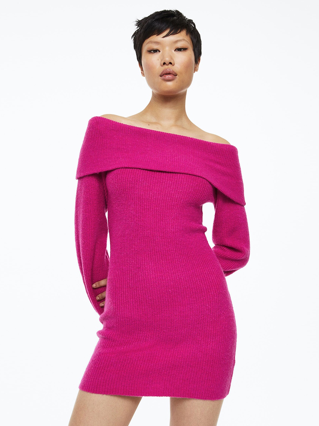 

H&M Off-the-Shoulder Bodycon Dress, Pink