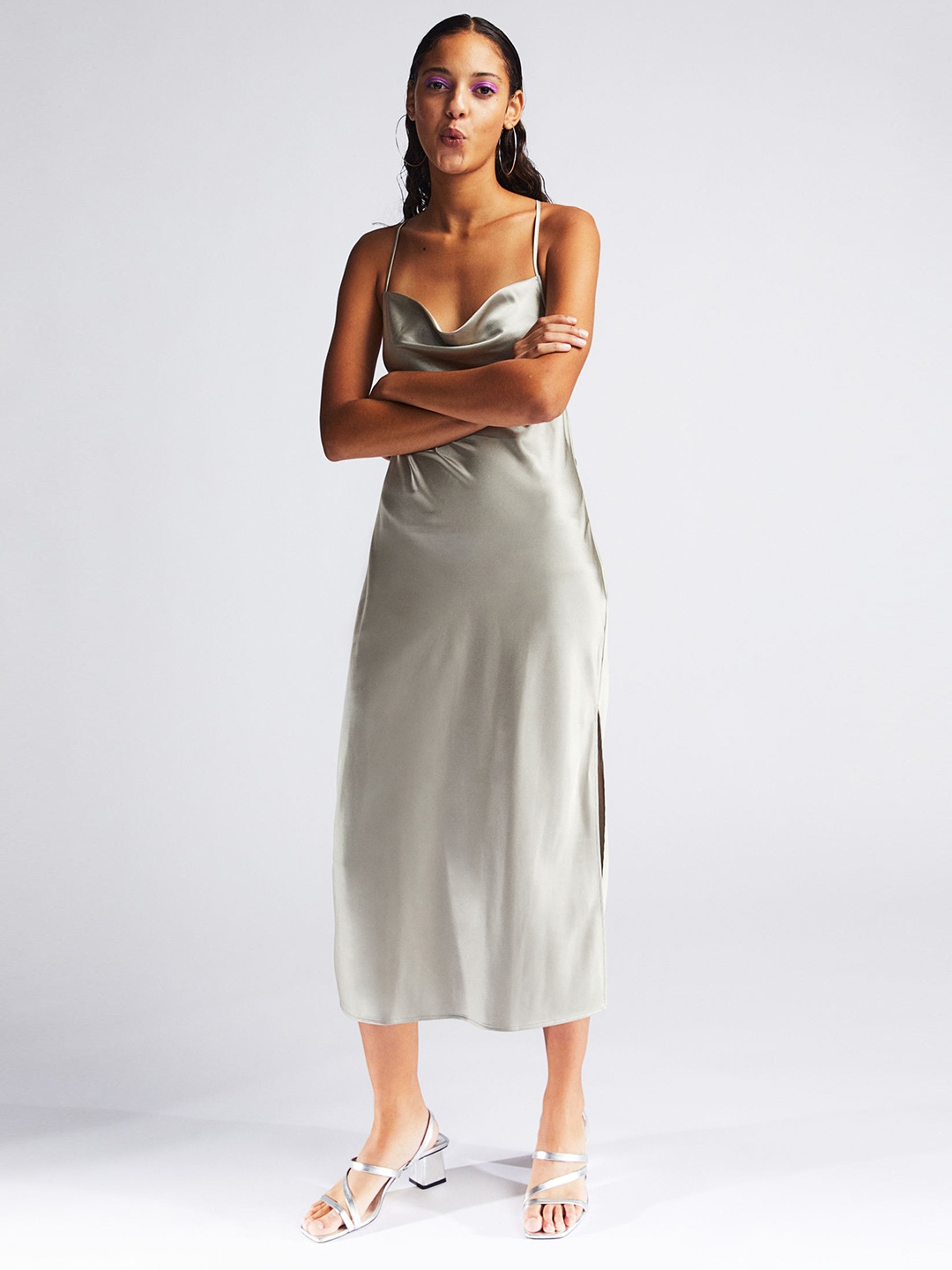 

H&M Satin Slip Dress, Silver