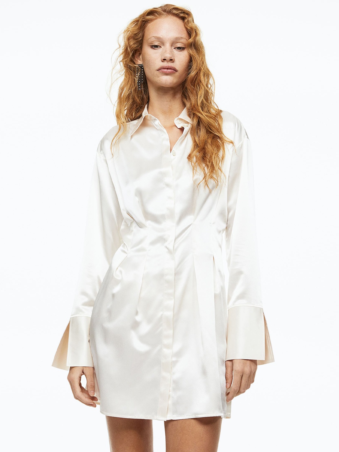 

H&M Tapered-Waist Shirt Dress, White