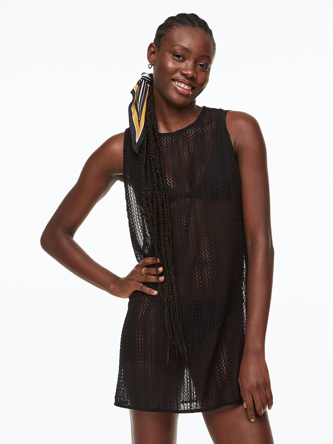 

H&M Crochet-Look Beach Dress, Black