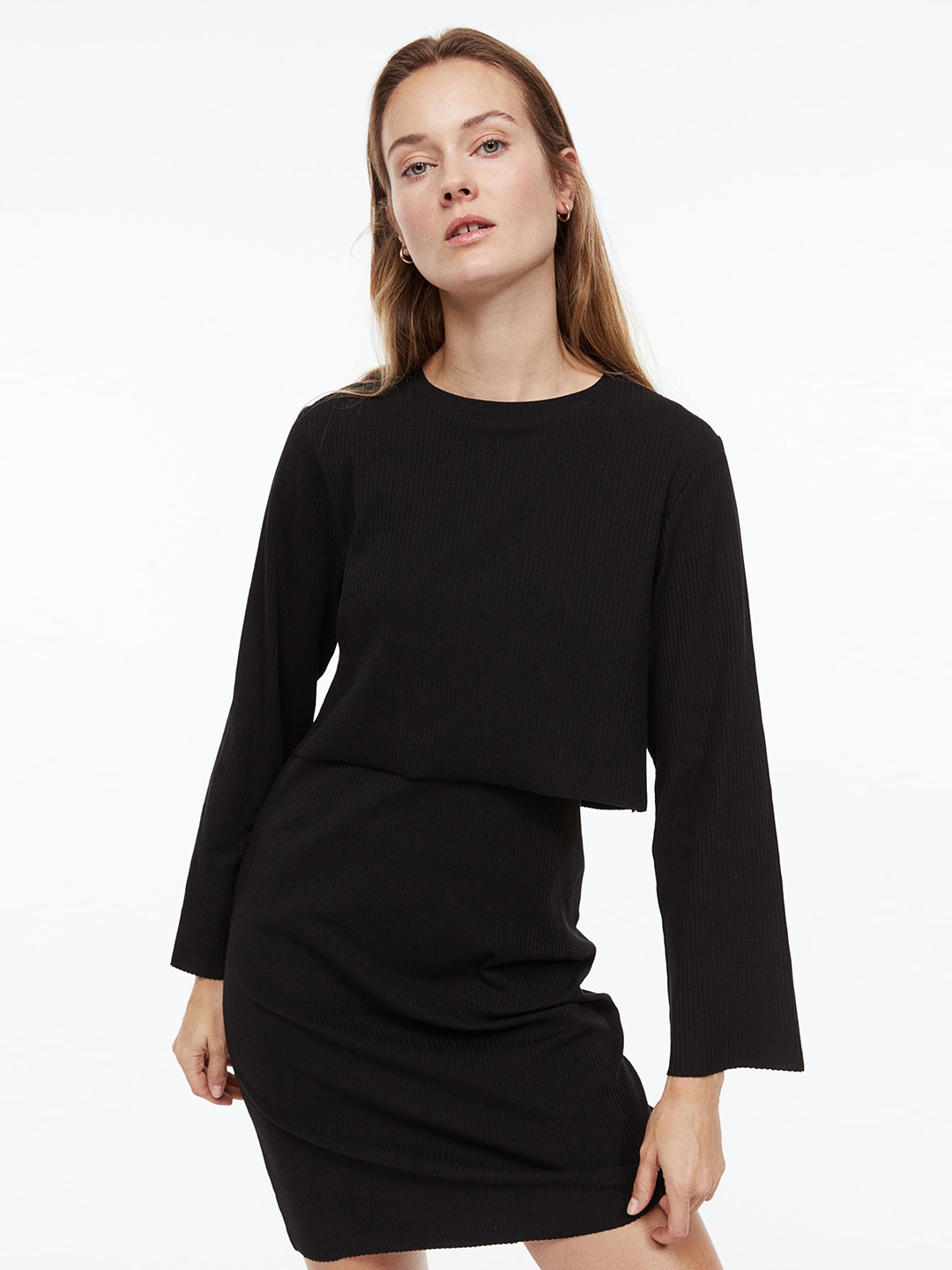 

H&M MAMA Ribbed Nursing Dress, Black