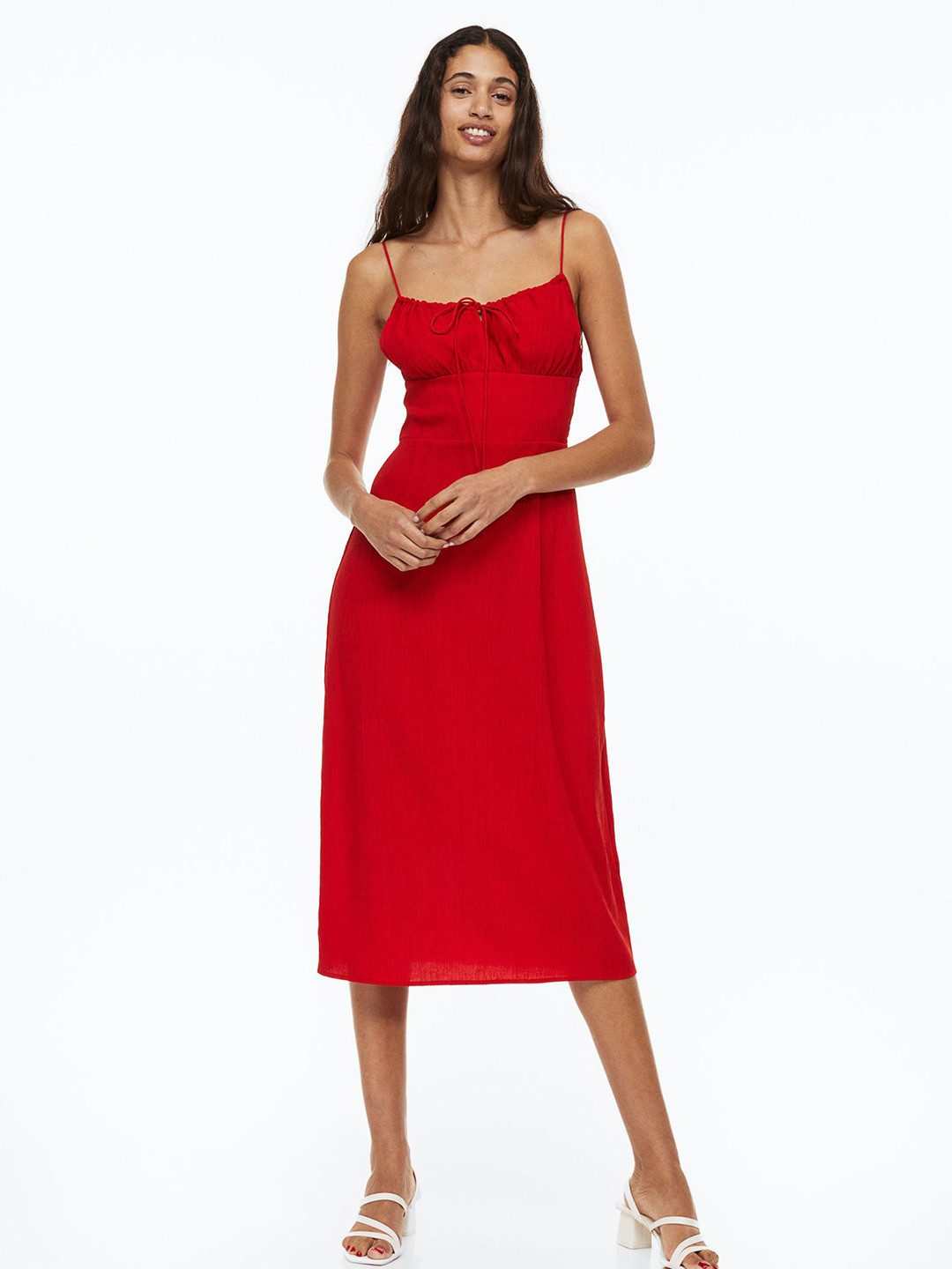 

H&M Tie-Detail Dress, Red