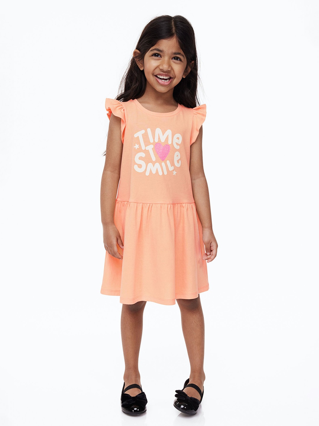 

H&M Girls Pure Cotton Printed Dress, Orange