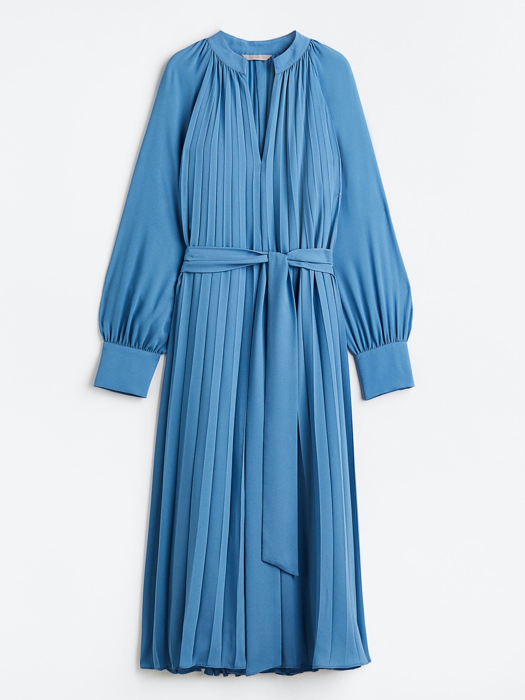 

H&M Women Pleated Tie-Belt Dress, Blue