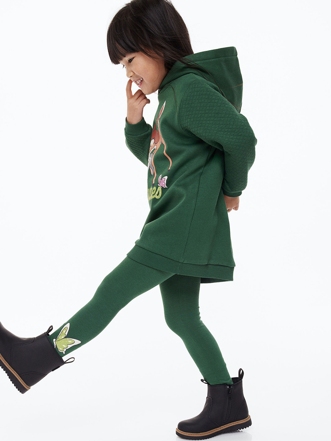 

H&M Girls 2-Piece Printed Sweatshirt Set, Green