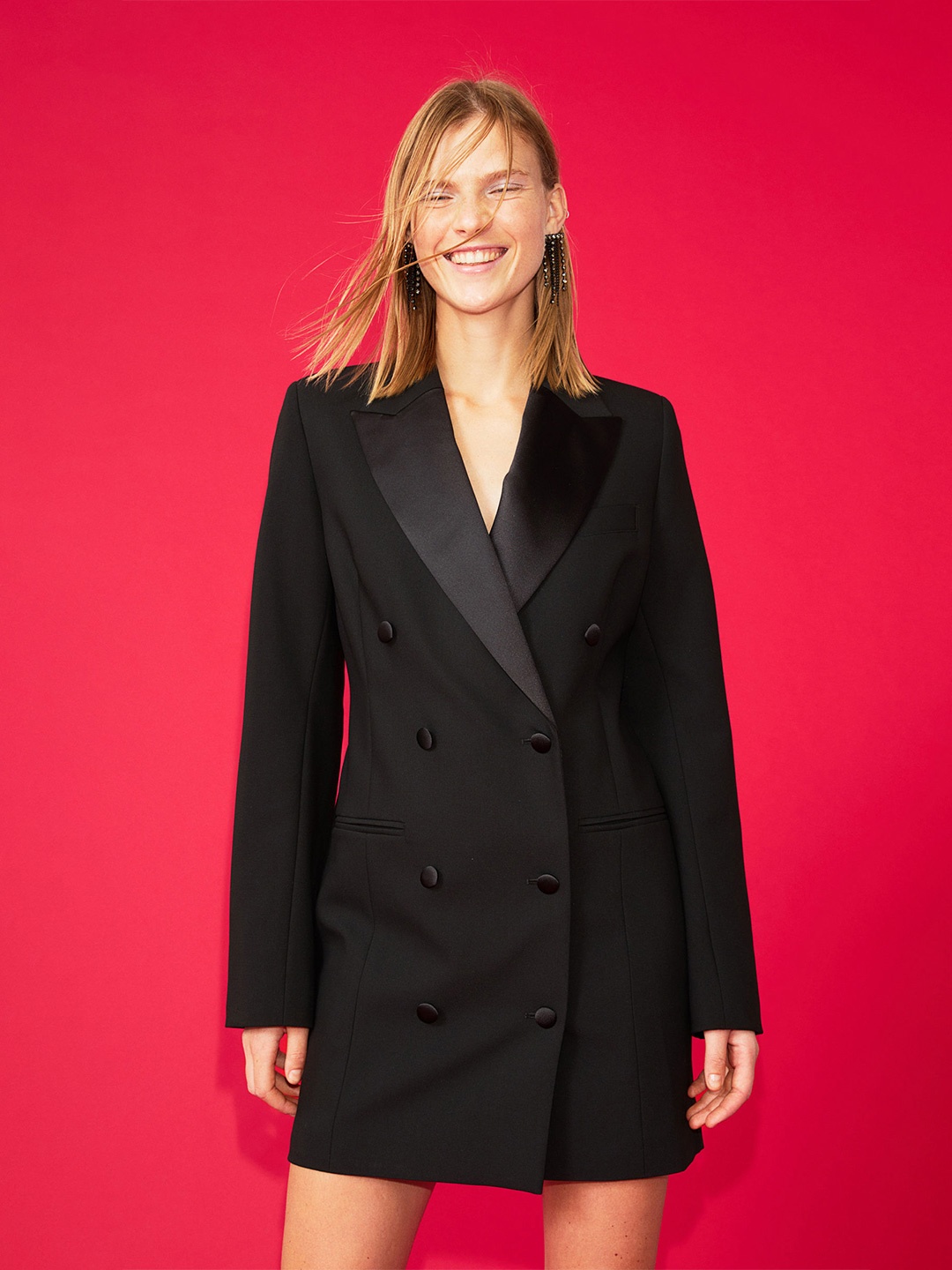 

H&M Double-Breasted Blazer Dress, Black