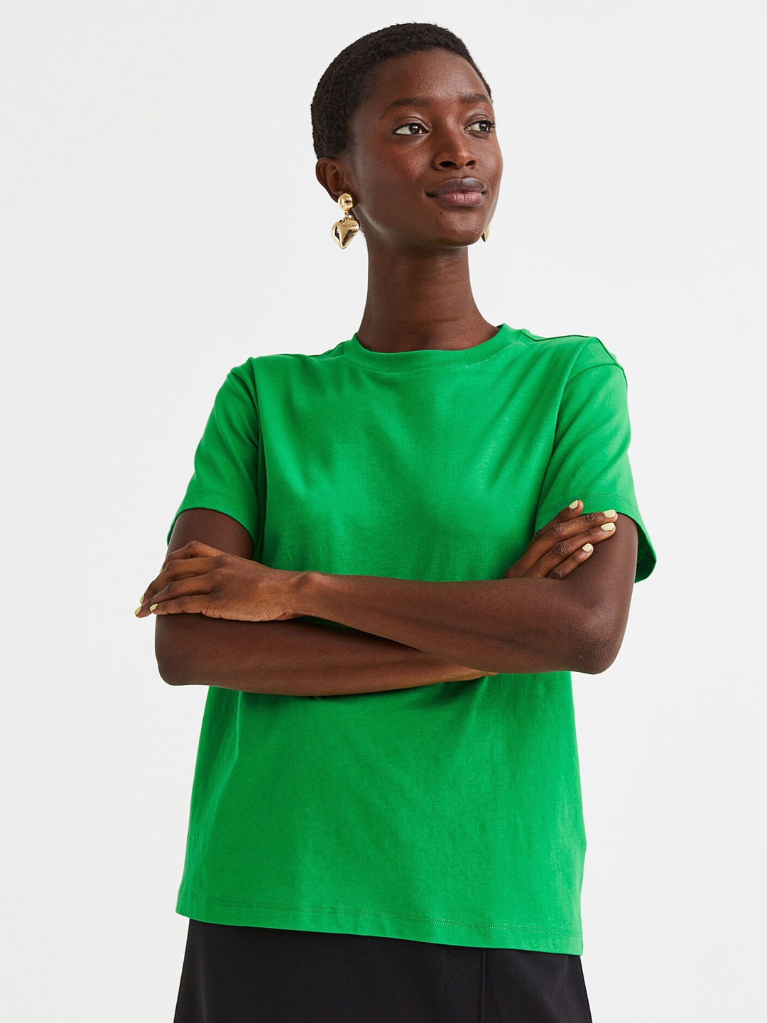 

H&M Women Pure Cotton T-shirt, Green