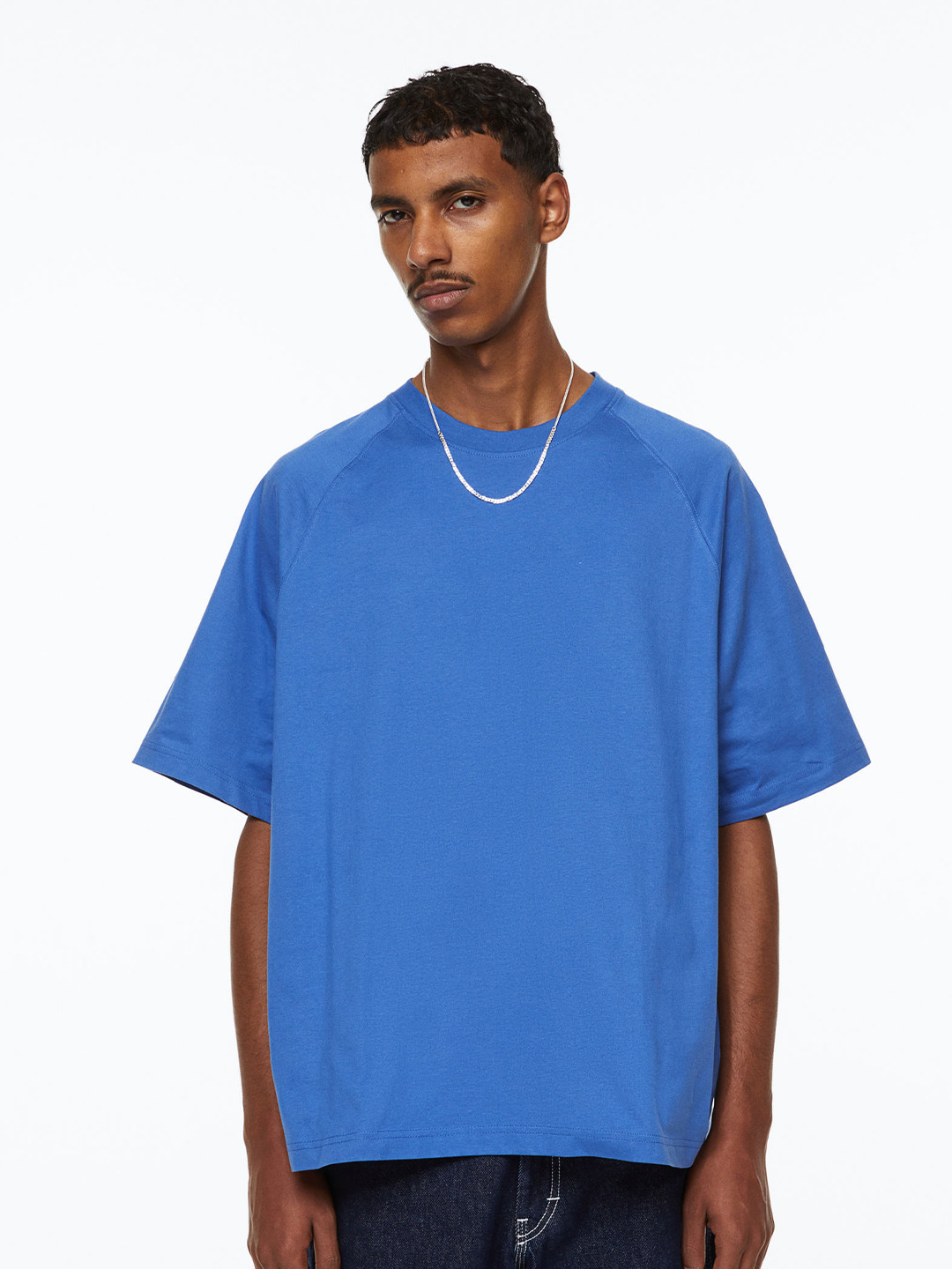 

H&M Men Oversized Fit Pure Cotton T-shirt, Blue