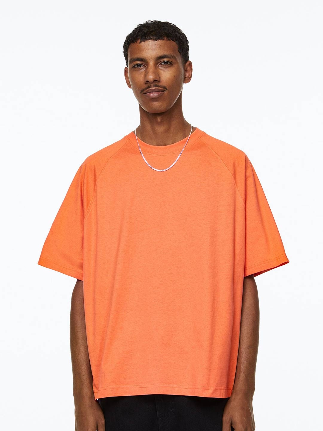 

H&M Men Oversized Fit Cotton T-shirt, Orange