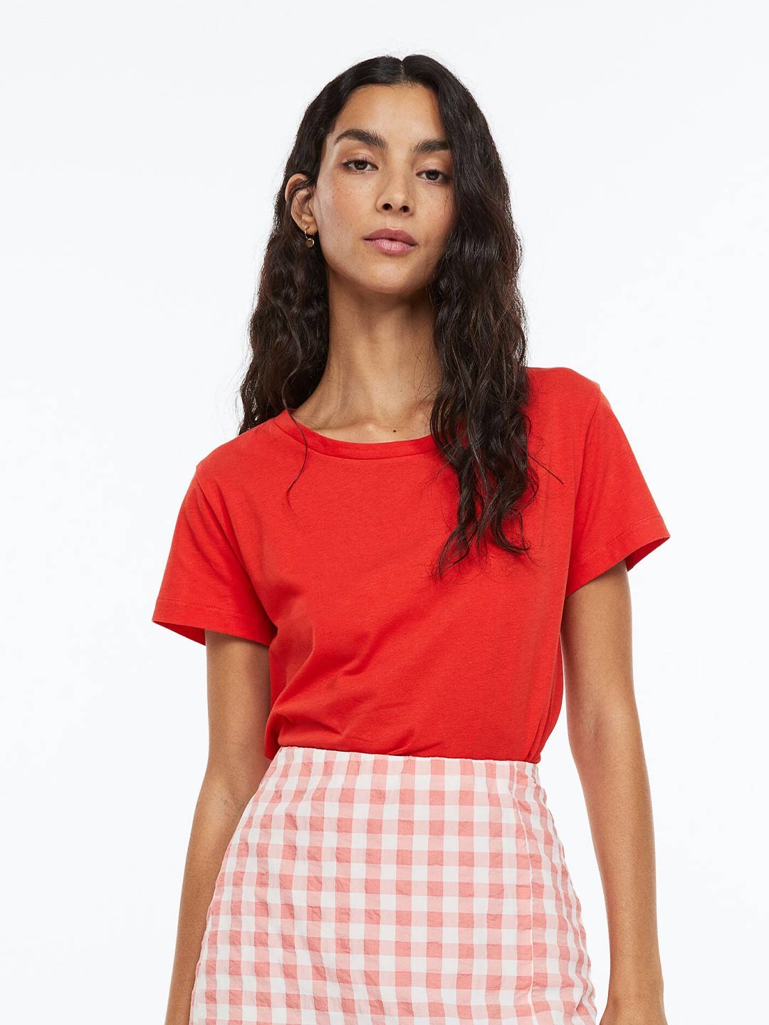 

H&M Women Cotton T-Shirt, Red