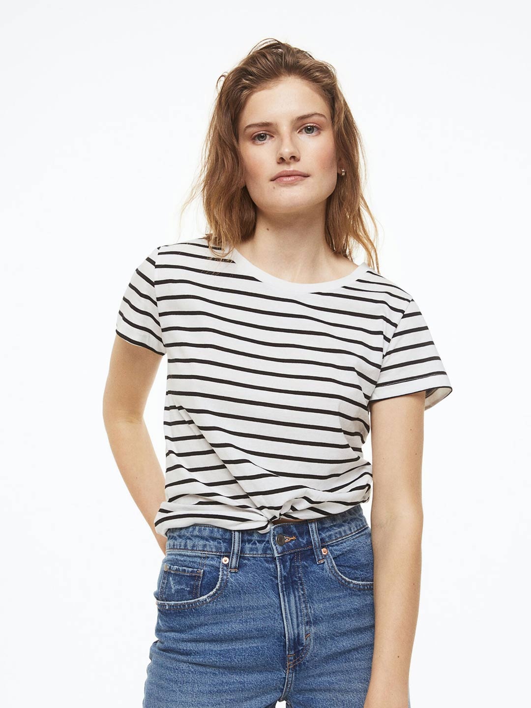 

H&M Women Cotton T-Shirt, White