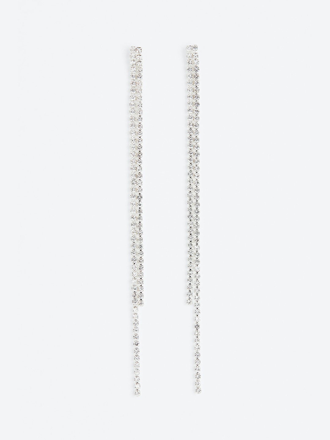 

H&M Women Long Rhinestone Earrings, Silver
