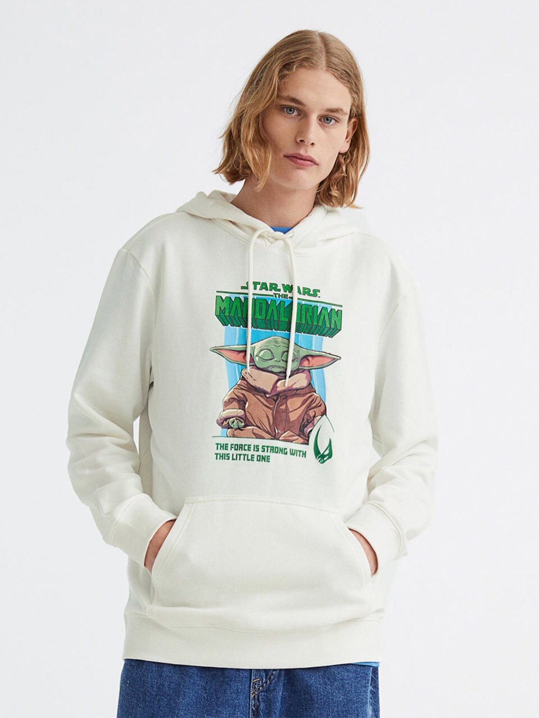 

H&M Men Printed Hoodie, White
