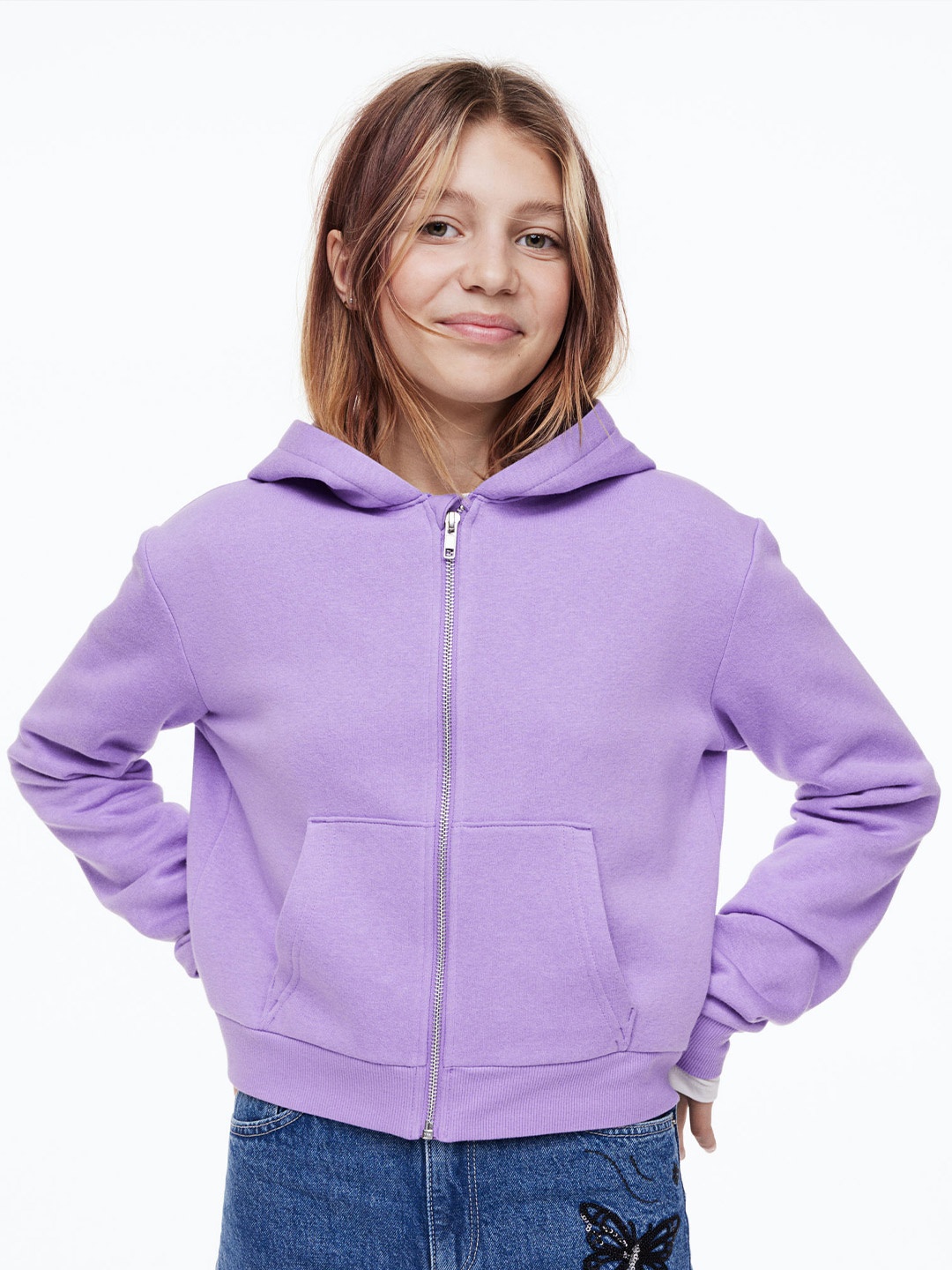 

H&M Girls Zip-Through Hoodie, Purple
