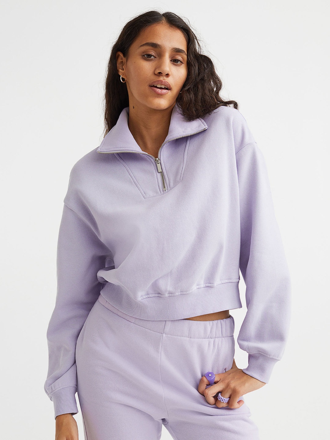 

H&M Women Zip-Top Sweatshirt, Lavender