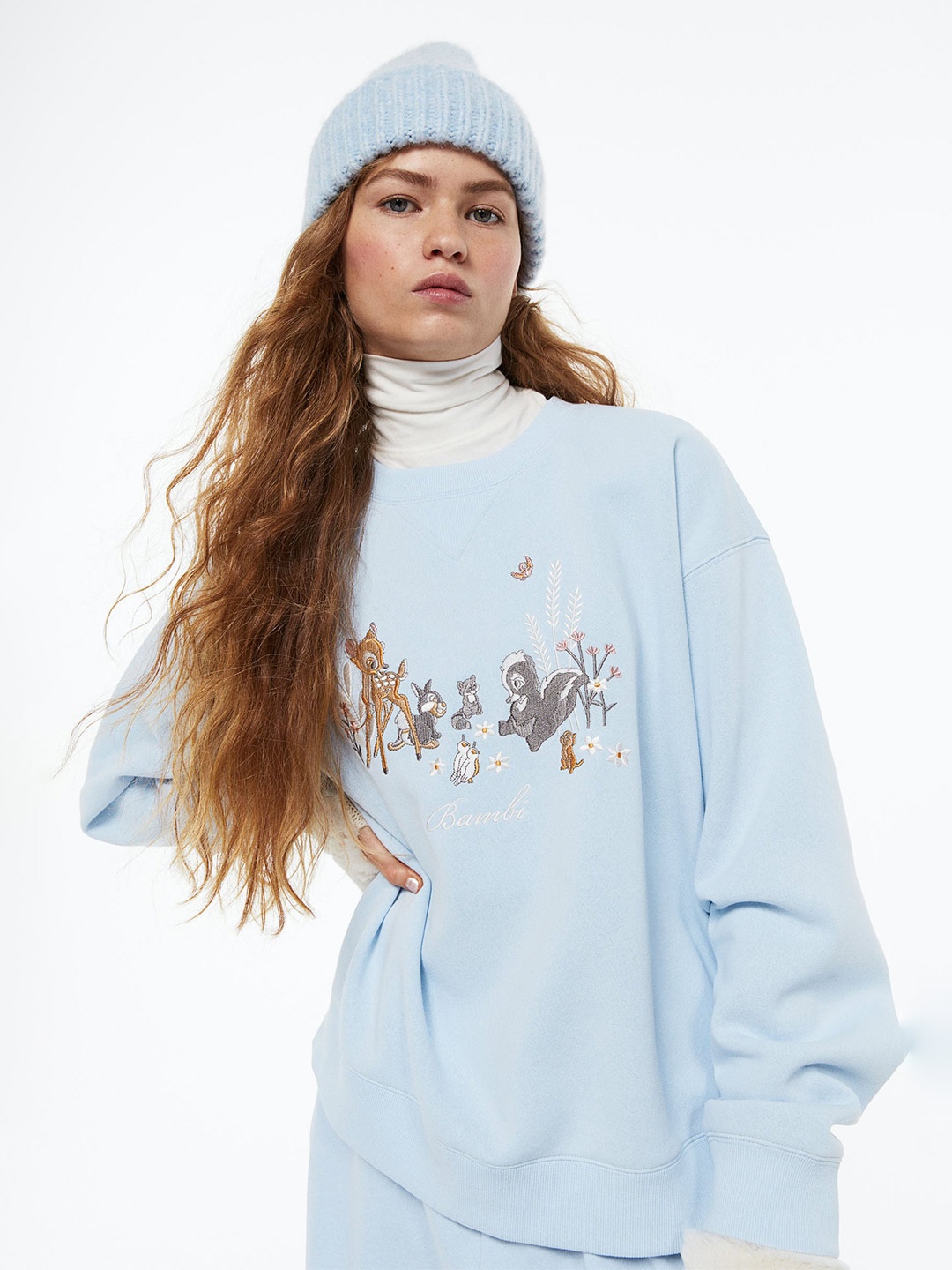 

H&M Women Printed Sweatshirt, Blue