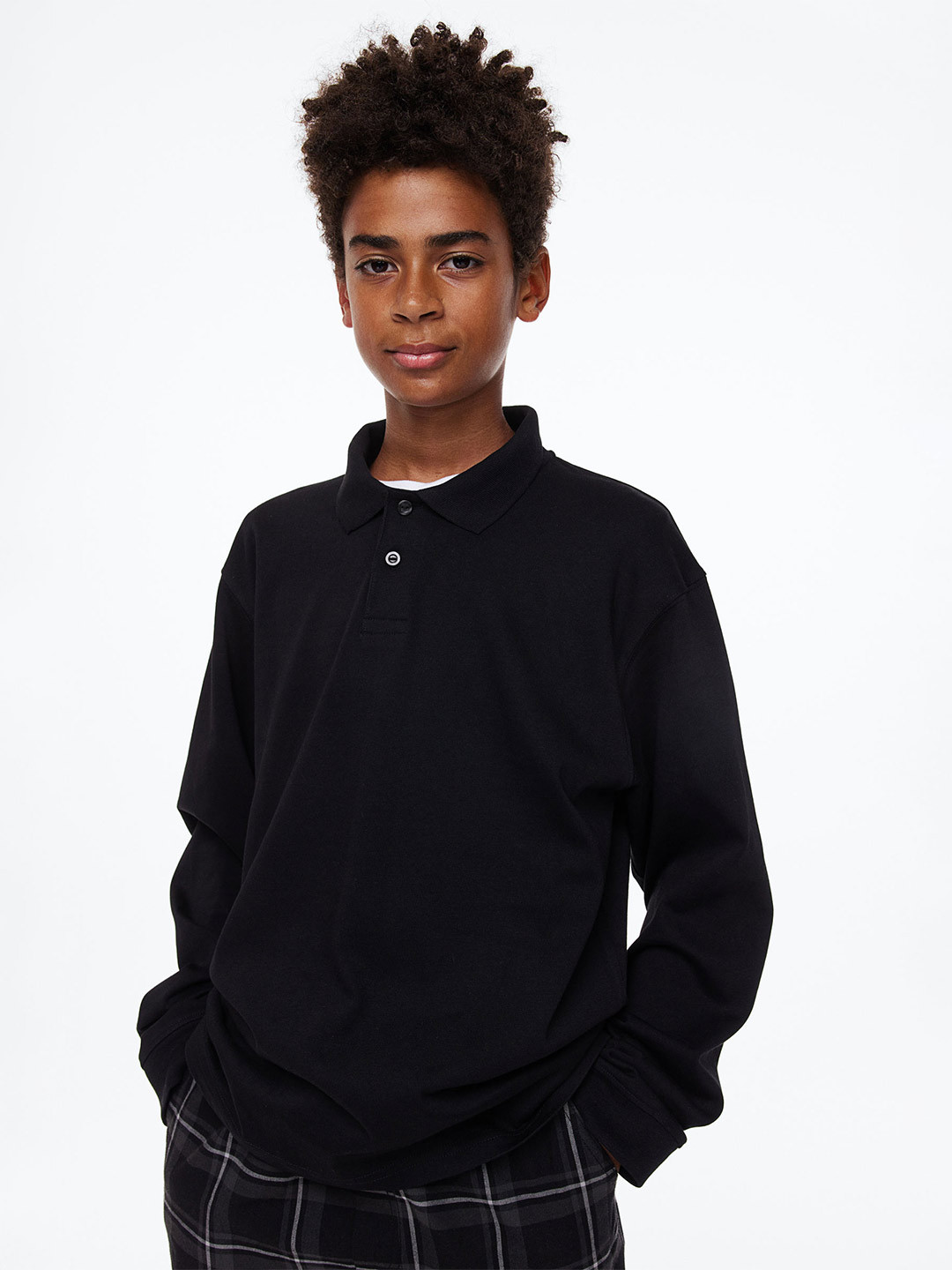 

H&M Boys Cotton Rugby Shirt, Black