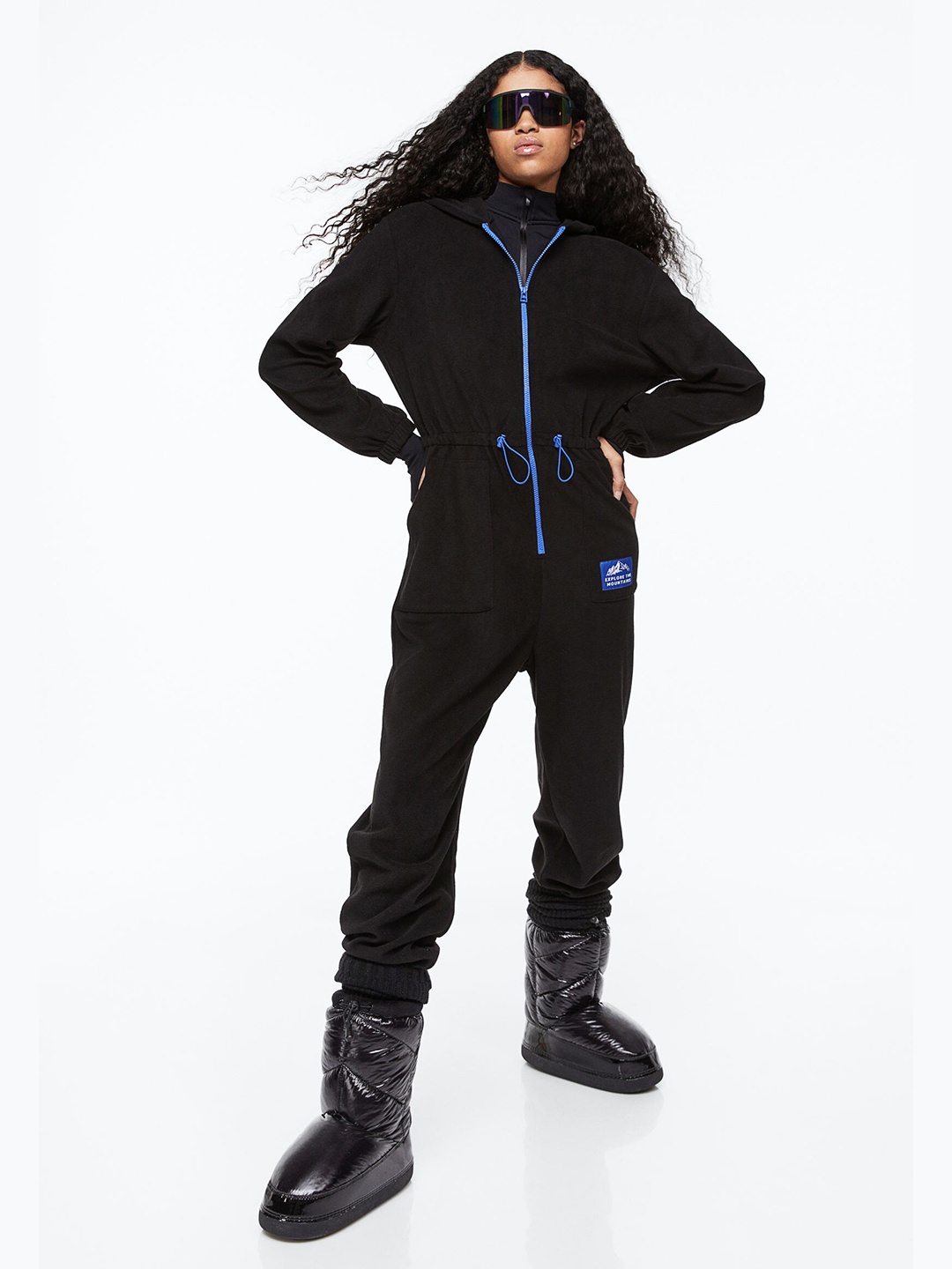 

H&M Women Fleece Jumpsuit, Black