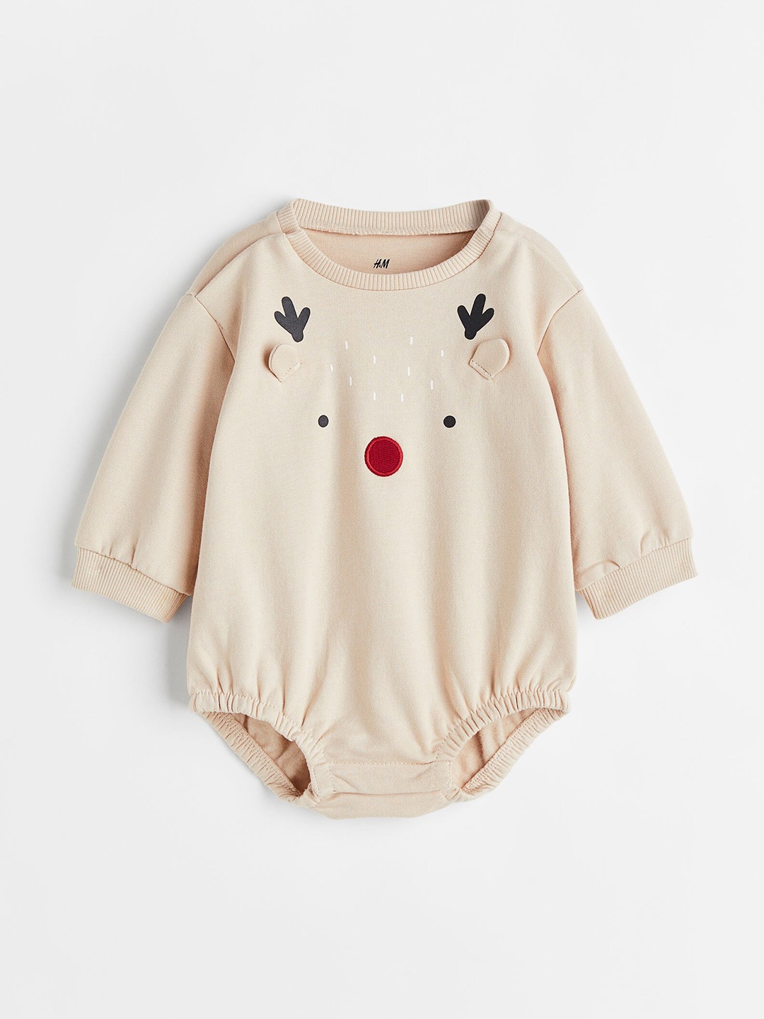 

H&M Boys Sweatshirt Romper Suit, Beige