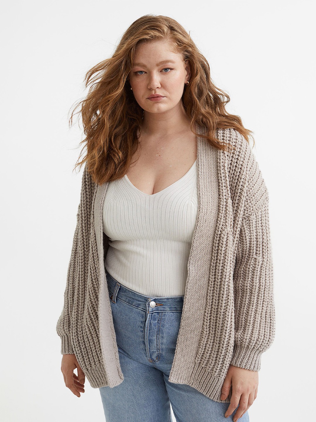 

H&M Women Rib-Knit Cardigan, Beige