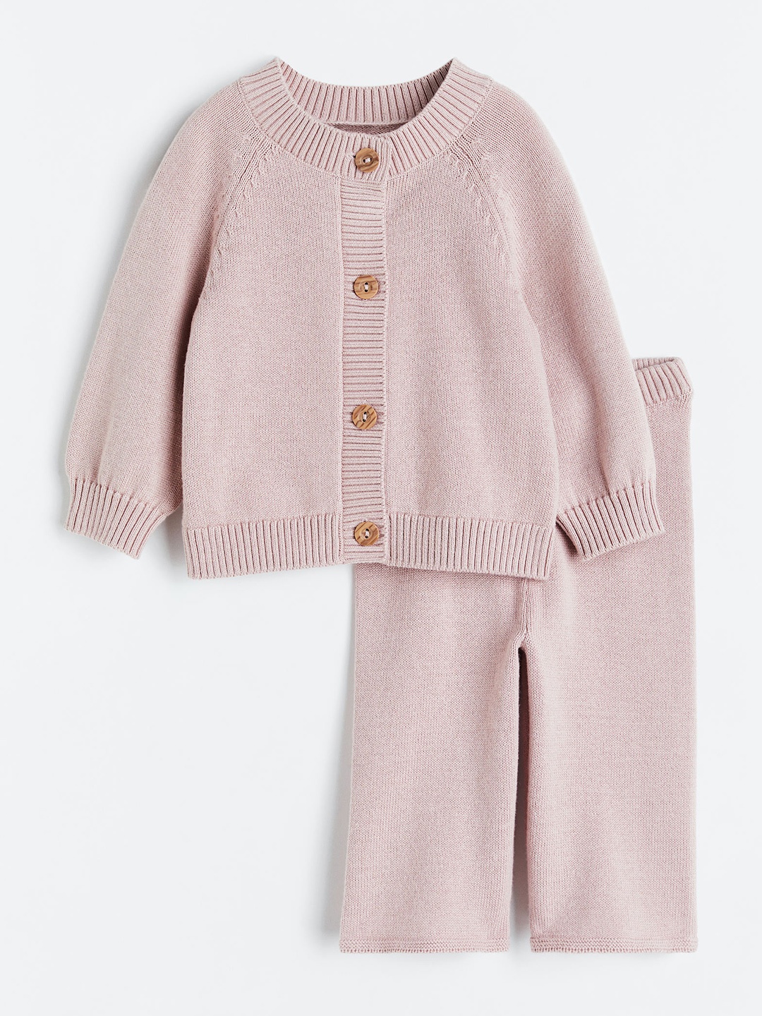 

H&M Girls 2-Piece Fine-Knit Cotton Set, Pink