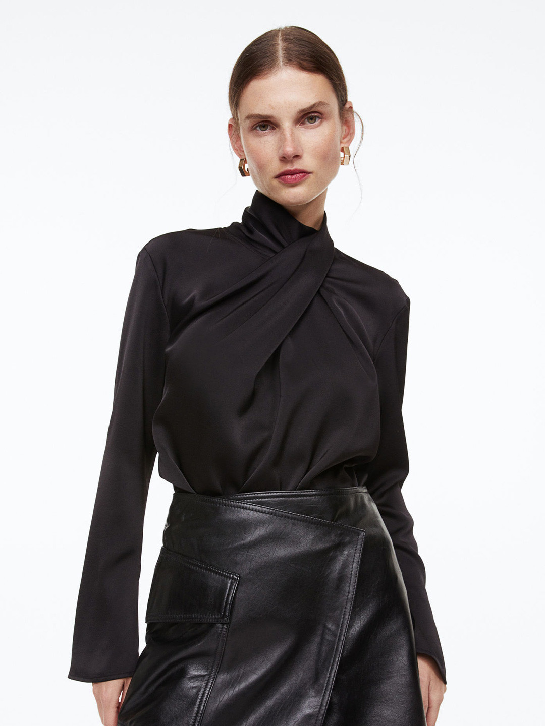 

H&M Draped Blouse, Black