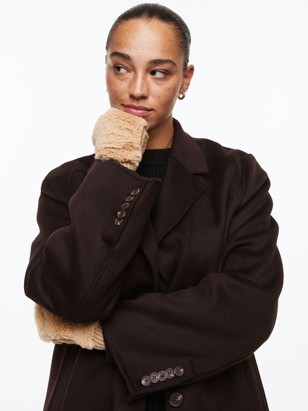 

H&M Women Fingerless Mittens, Beige