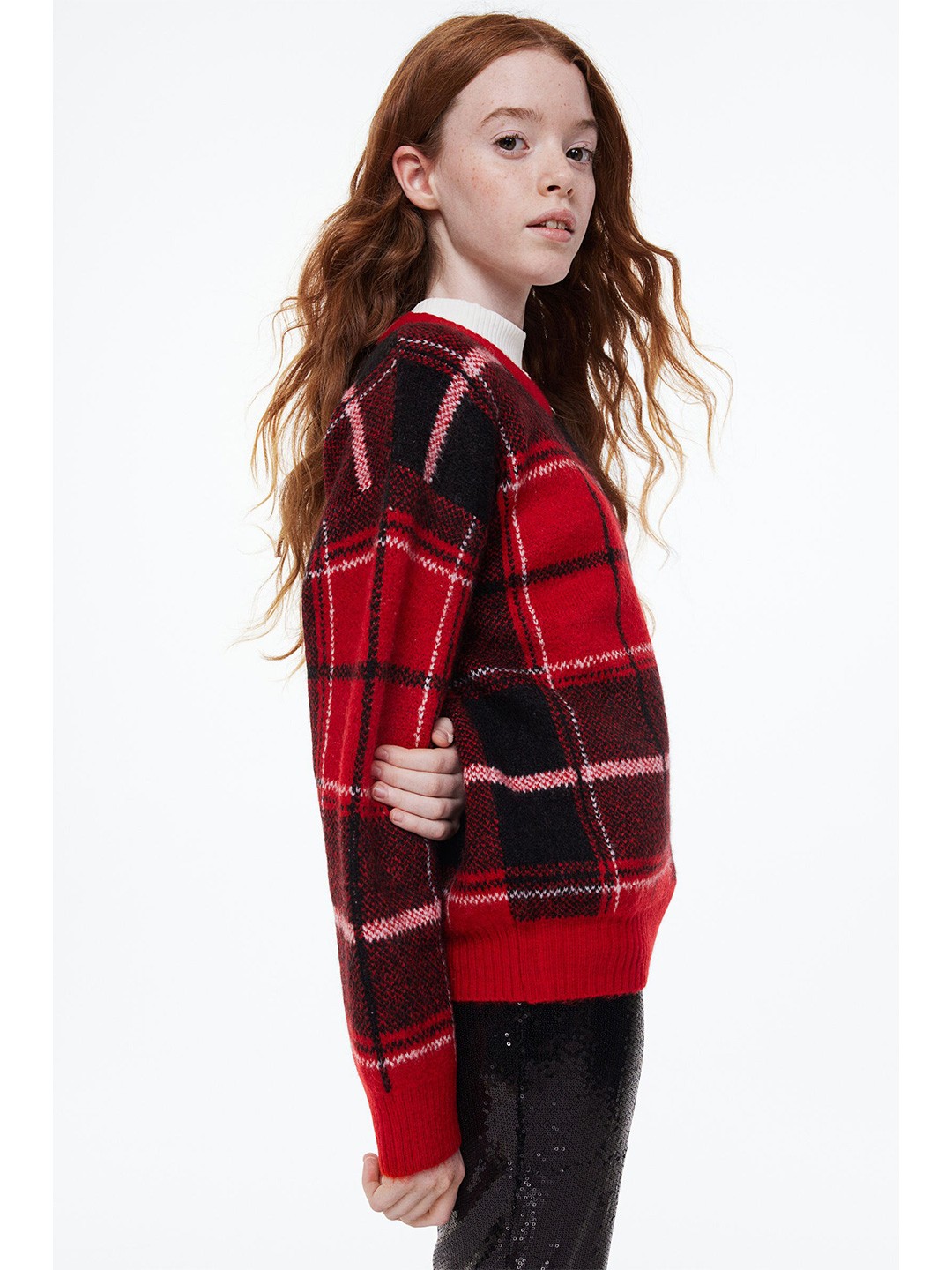 

H&M Girls Jacquard-Knit Jumper, Red