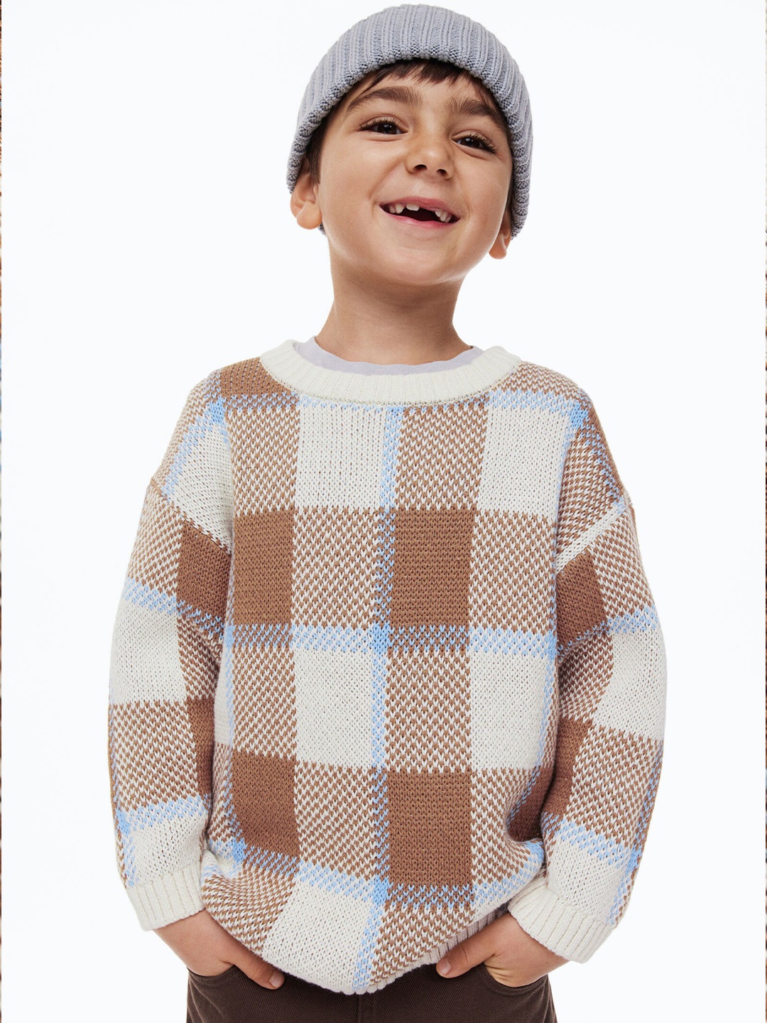 

H&M Boys Jacquard-Knit Jumper, Beige