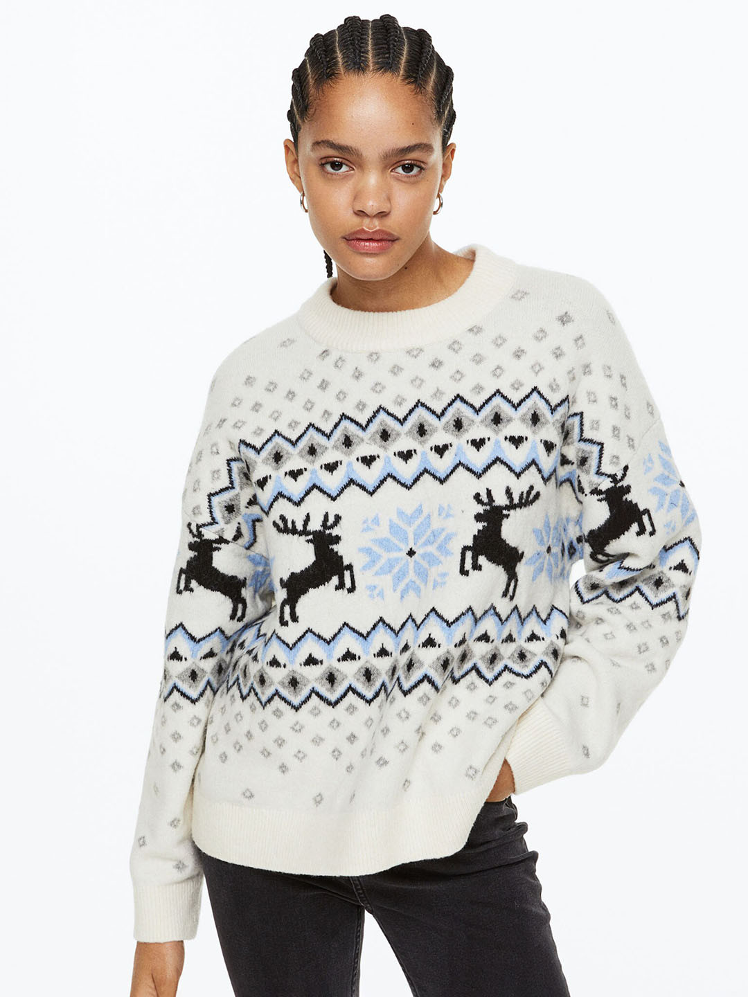 

H&M Women Jacquard-Knit Jumper, White