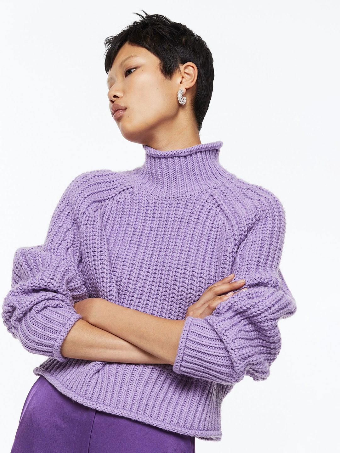 

H&M Women Knitted Jumper, Purple