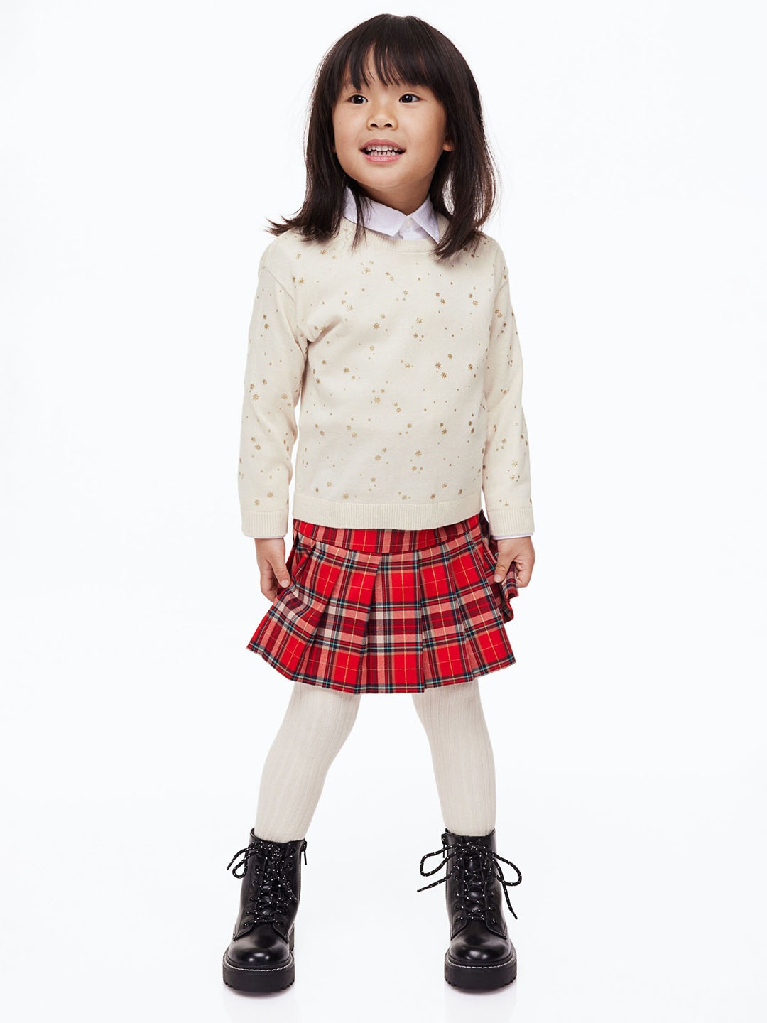 

H&M Girls Fine-Knit Cotton Jumper, Beige
