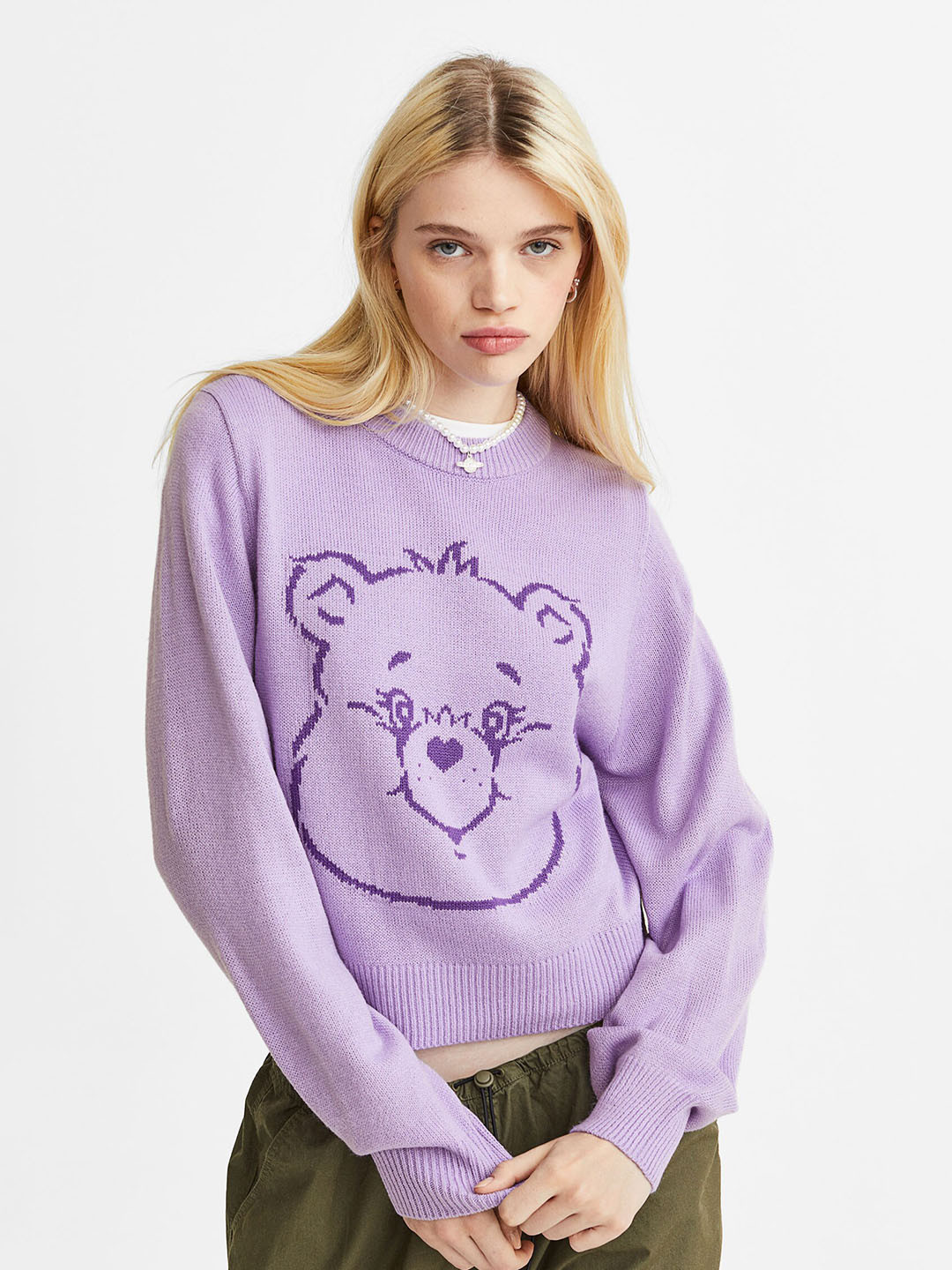 

H&M Women Acrylic Jacquard-Knit Jumper, Purple