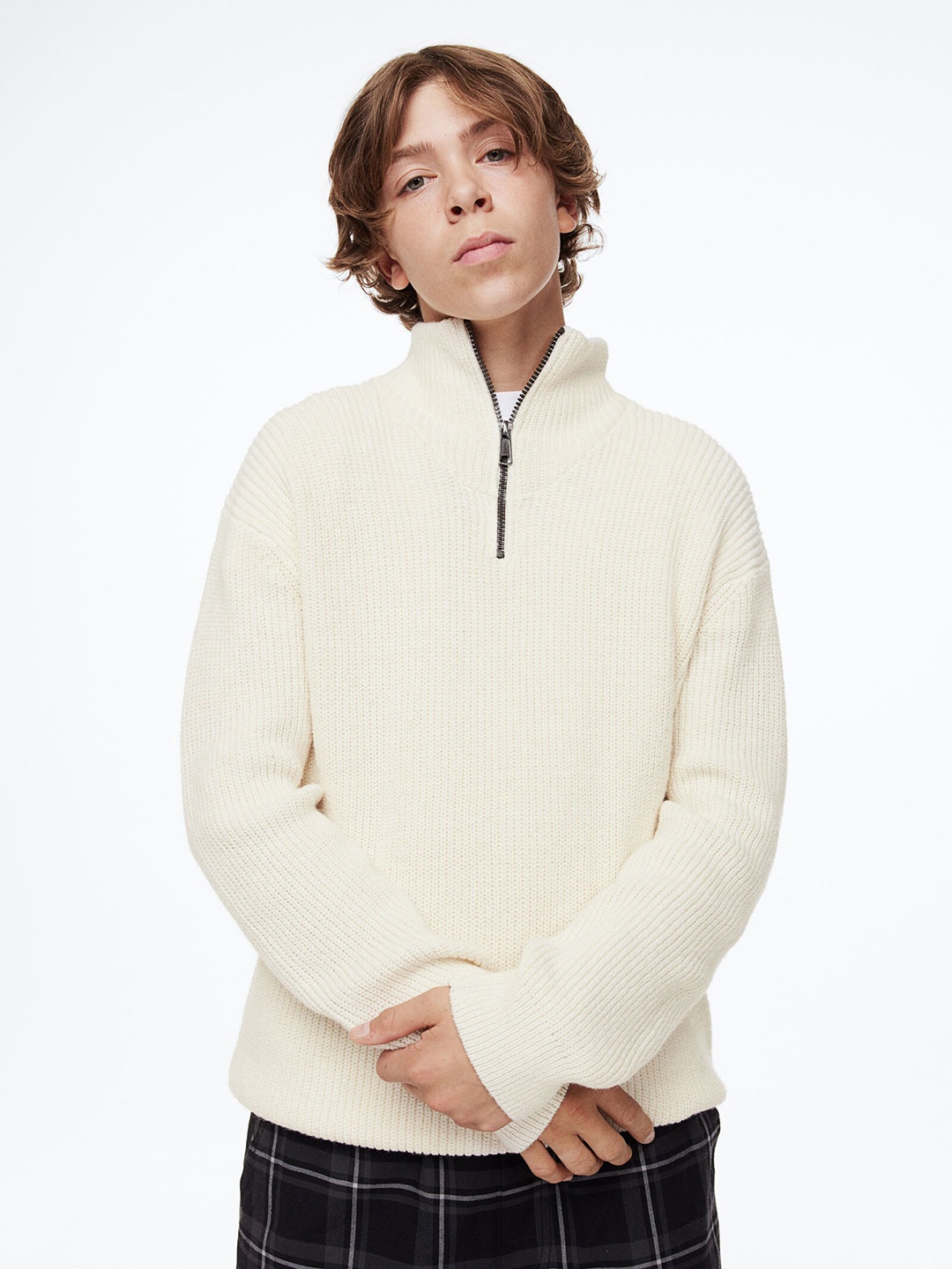 

H&M Boys Zip-Top Jumper, White