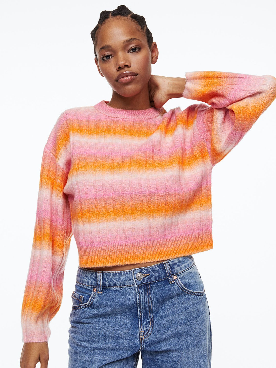 

H&M Women Rib-Knit Jumper, Pink