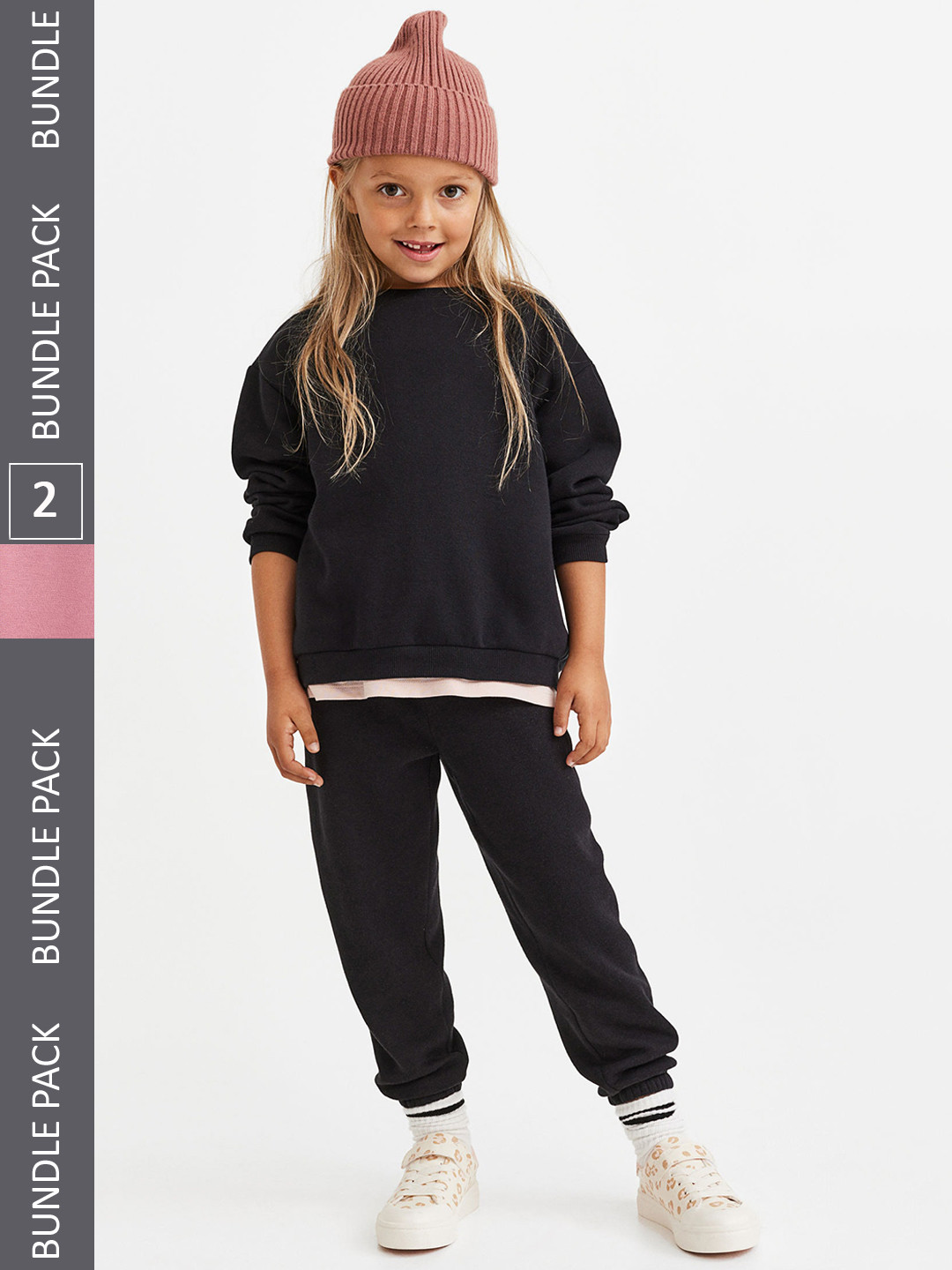 

H&M Girls 2-Pack Joggers, Black
