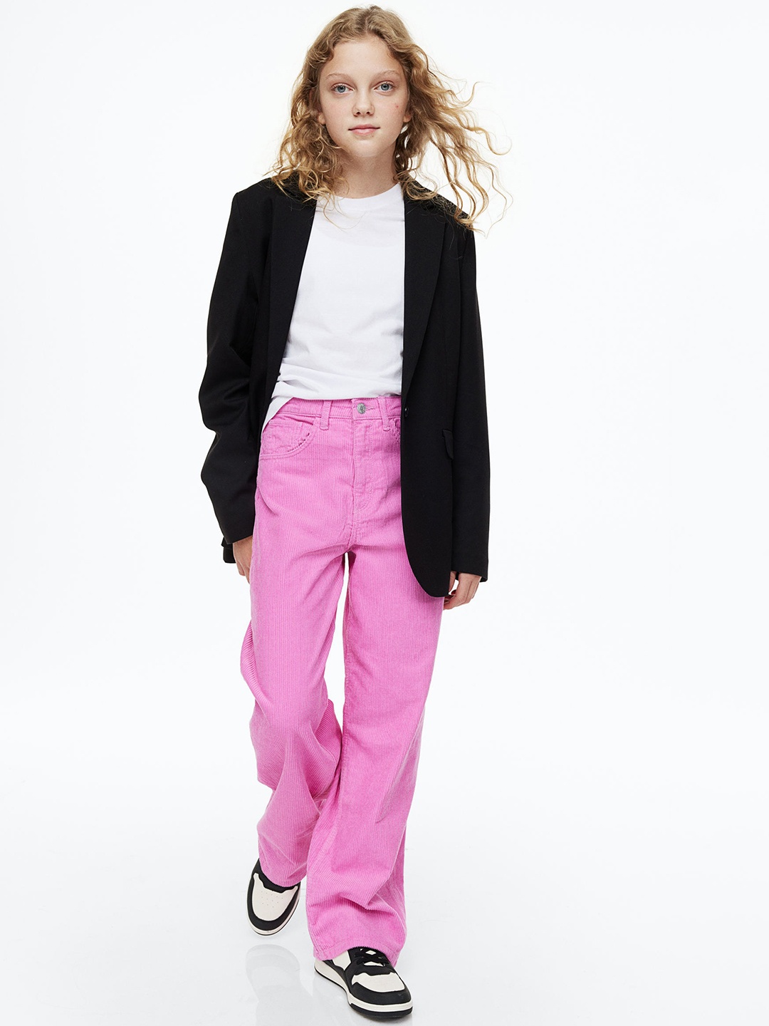 

H&M Girls Wide Fit High Trousers, Pink