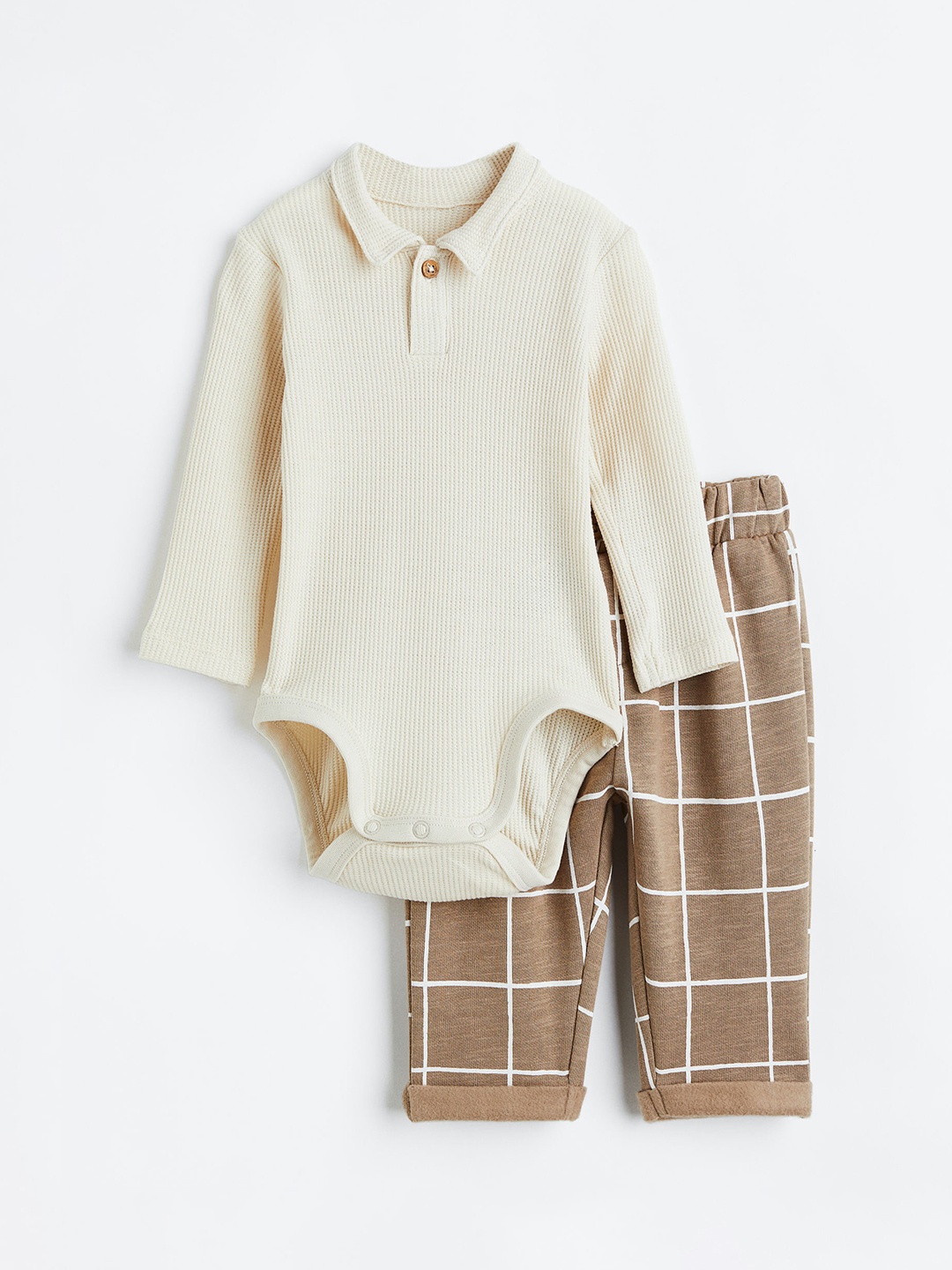 

H&M Boys 2-Piece Body and Trousers Set, Beige