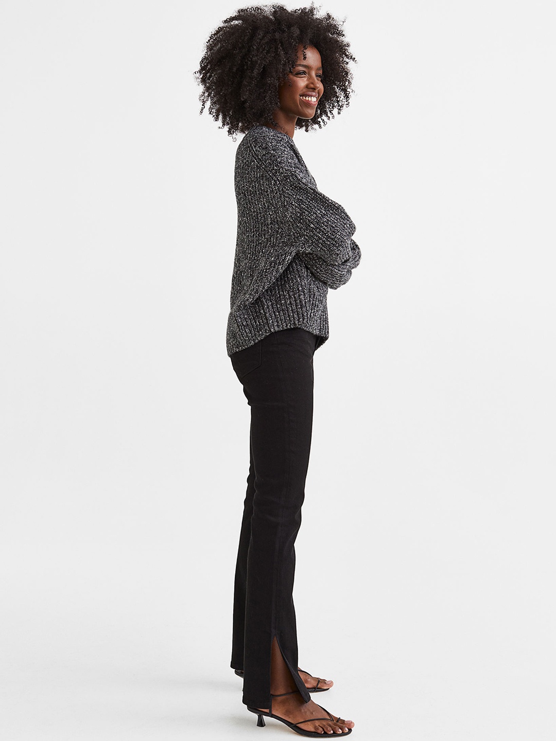 

H&M Women Slim High Trousers, Black