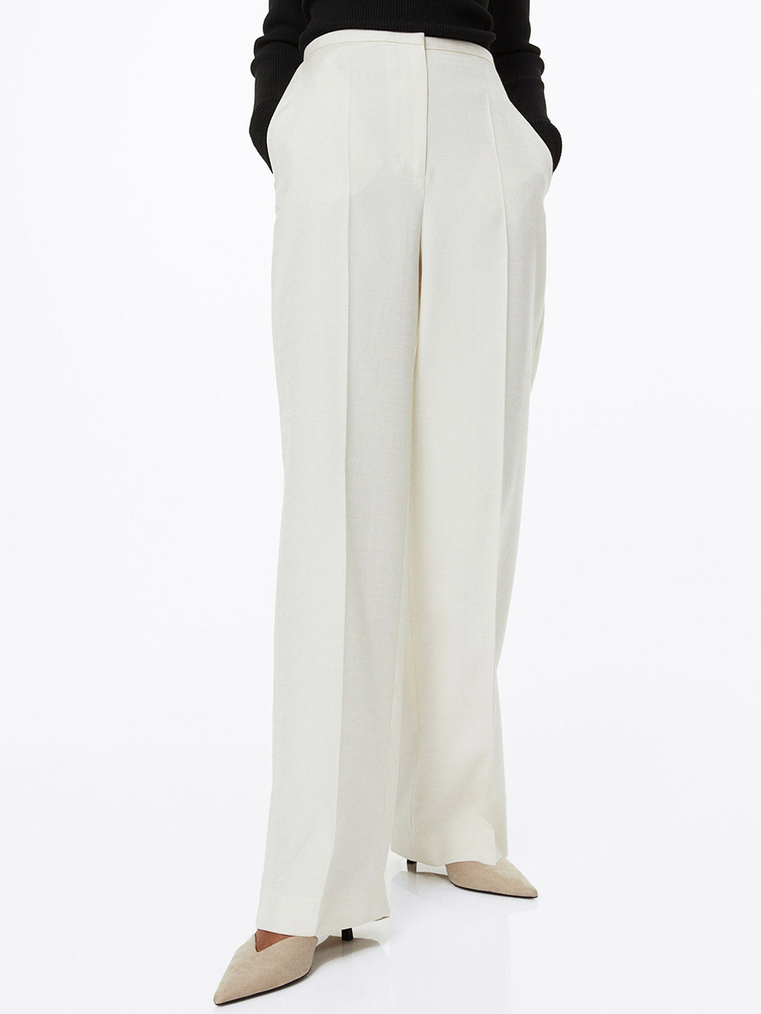 

H&M Women Tailored Trousers, White