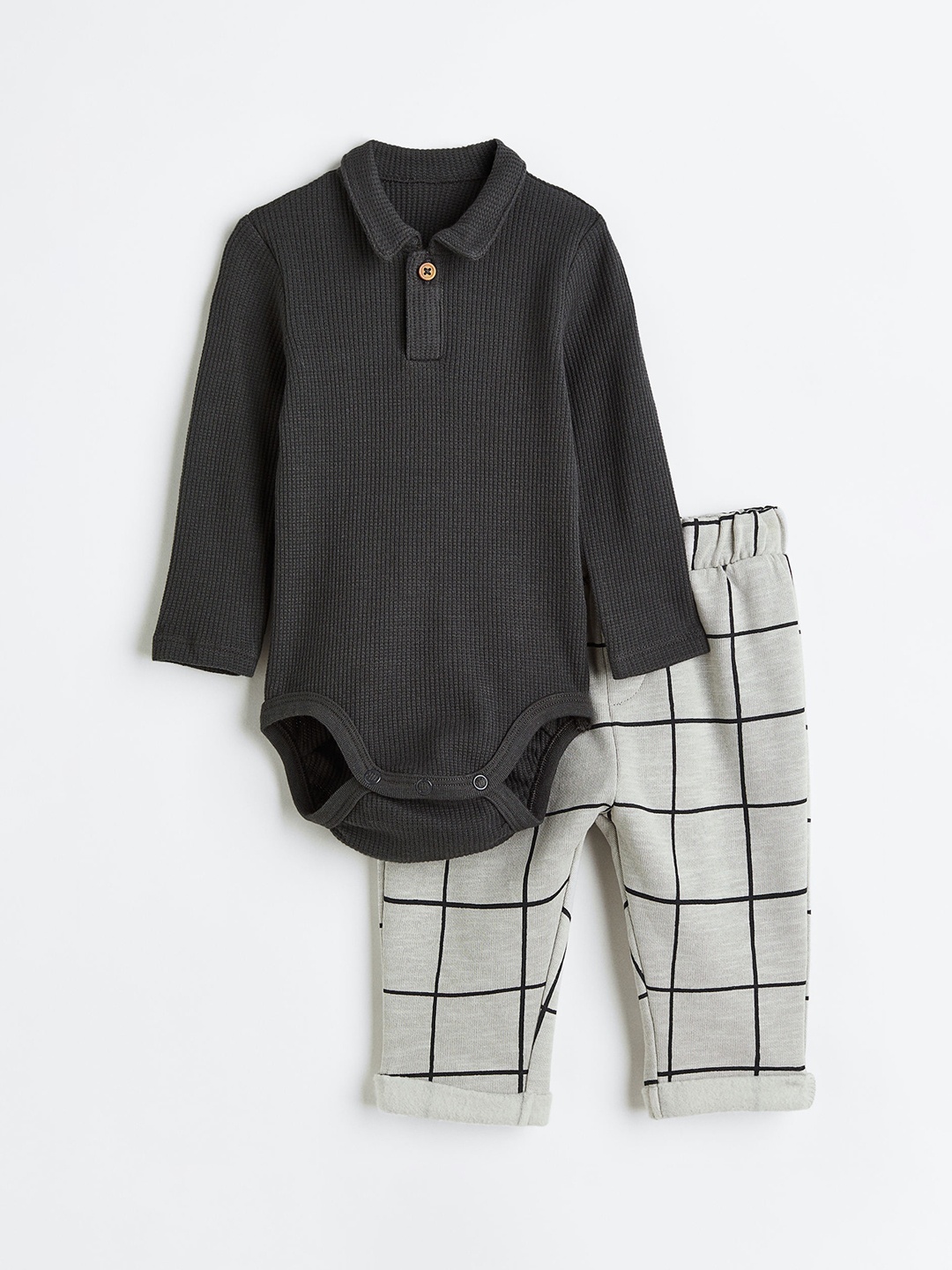 

H&M Boys 2-Piece Body and Trousers Set, Charcoal
