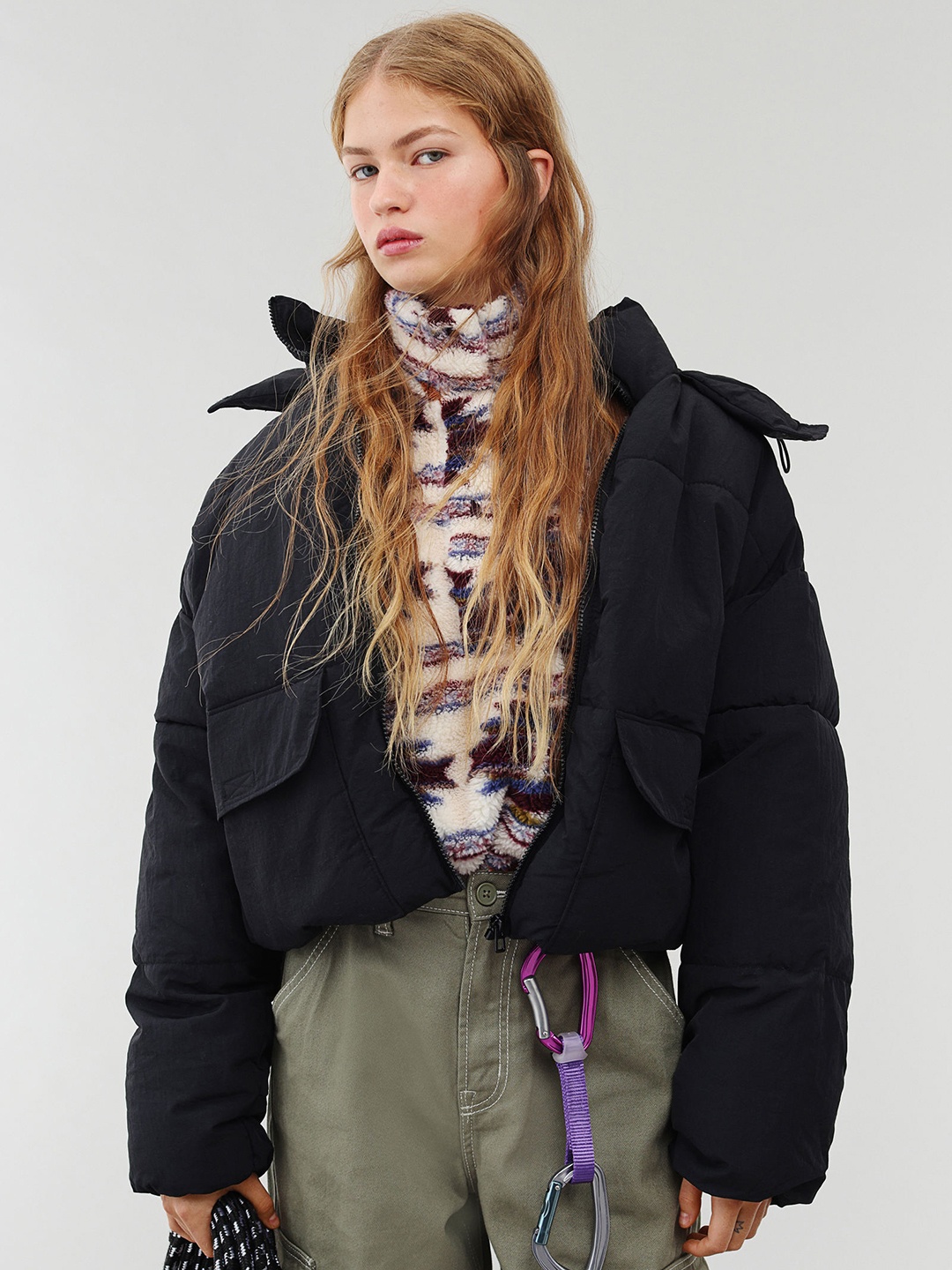 

H&M Women Hooded Puffer Jacket, Black