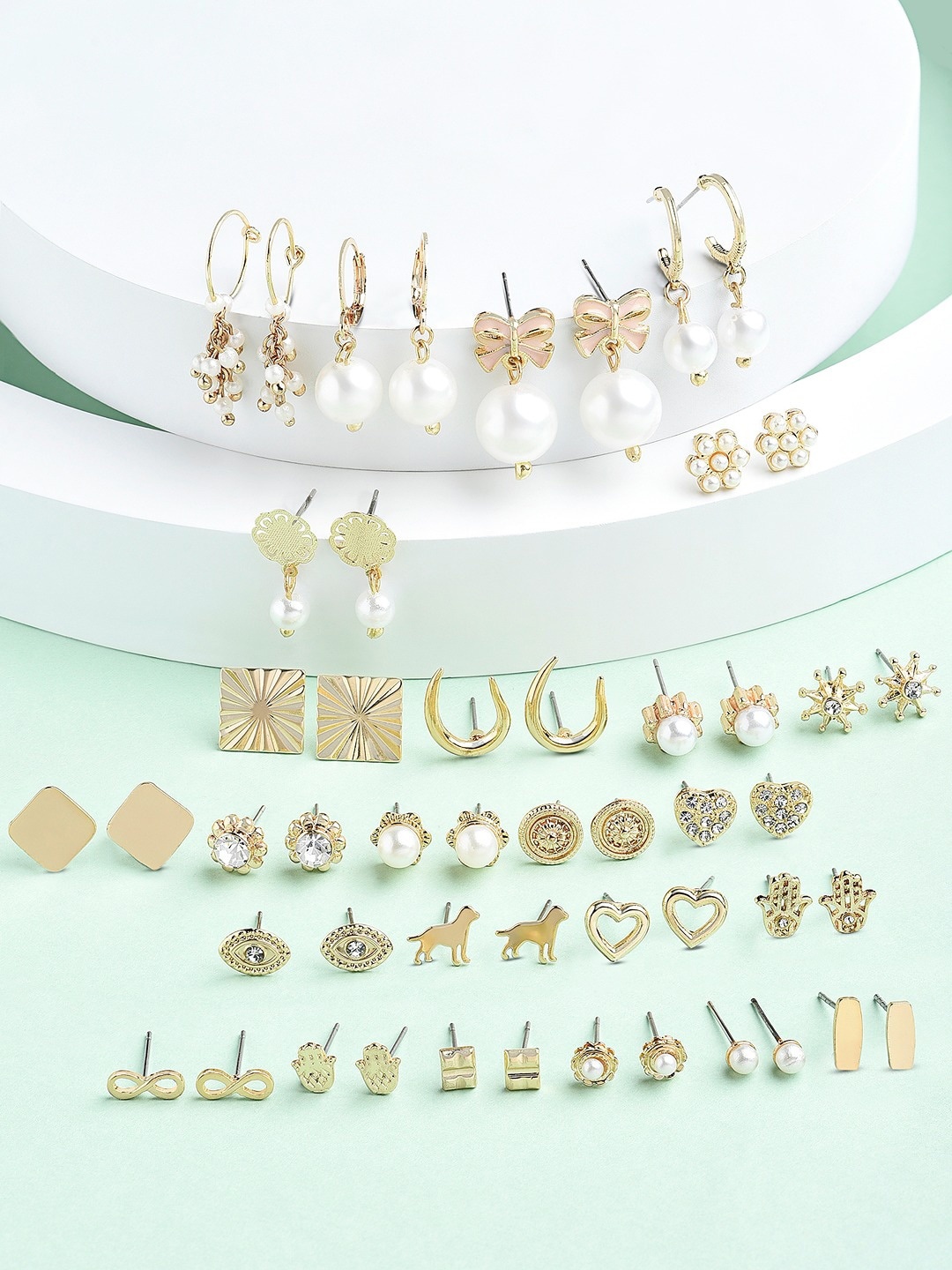 

AMI Set of 25 Gold-Plated Contemporary Studs Earrings