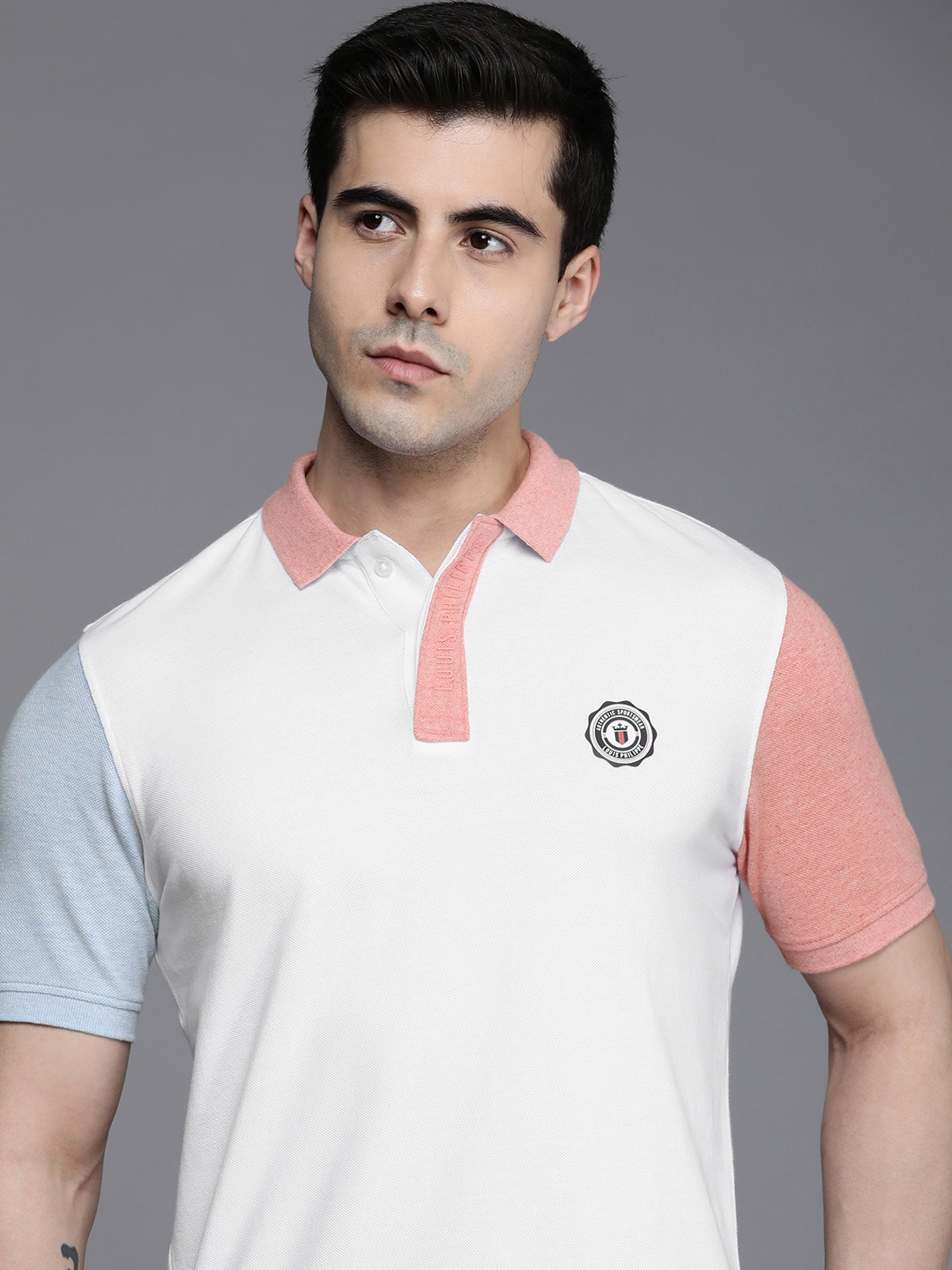 

Louis Philippe Sport Men Brand Logo Polo Collar Pure Cotton Slim Fit T-shirt, White